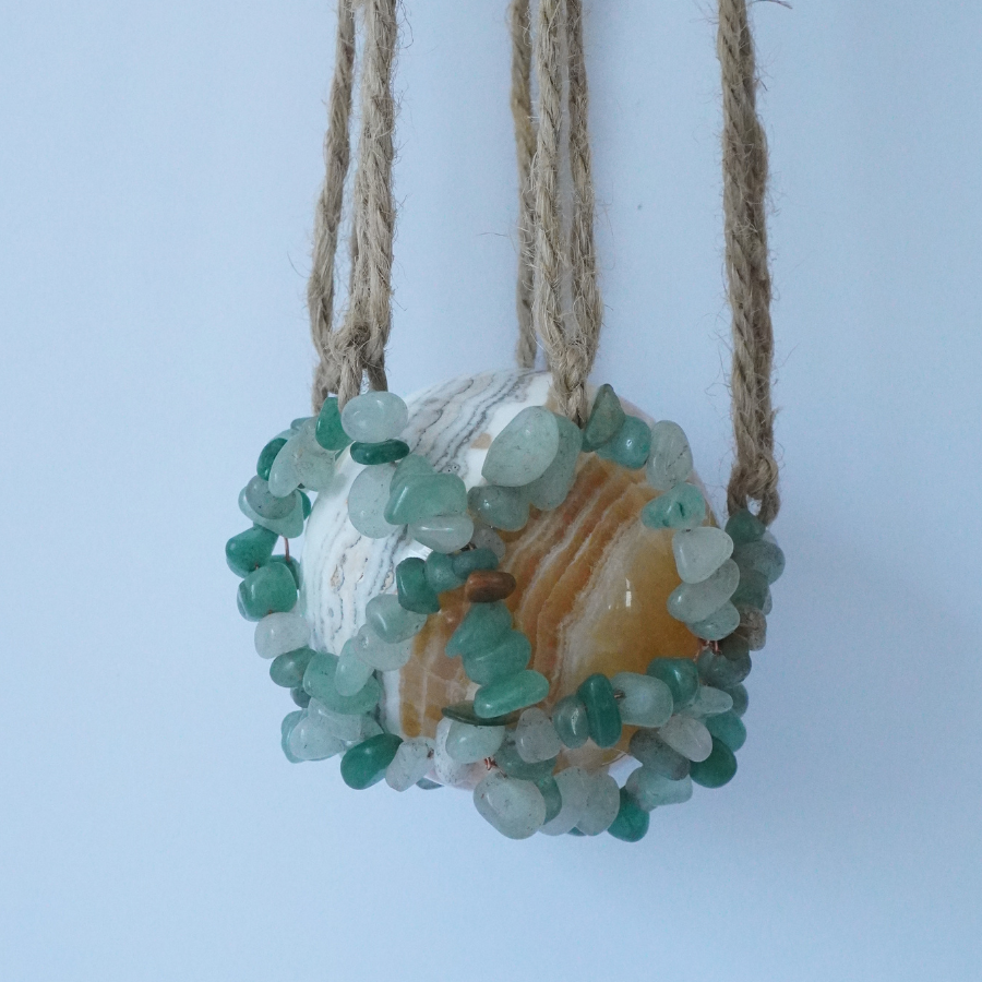 Aventurine Hanging Sphere Holder