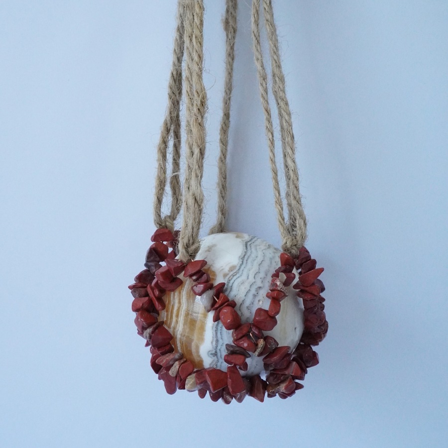 Red Jasper Hanging Sphere Holder 