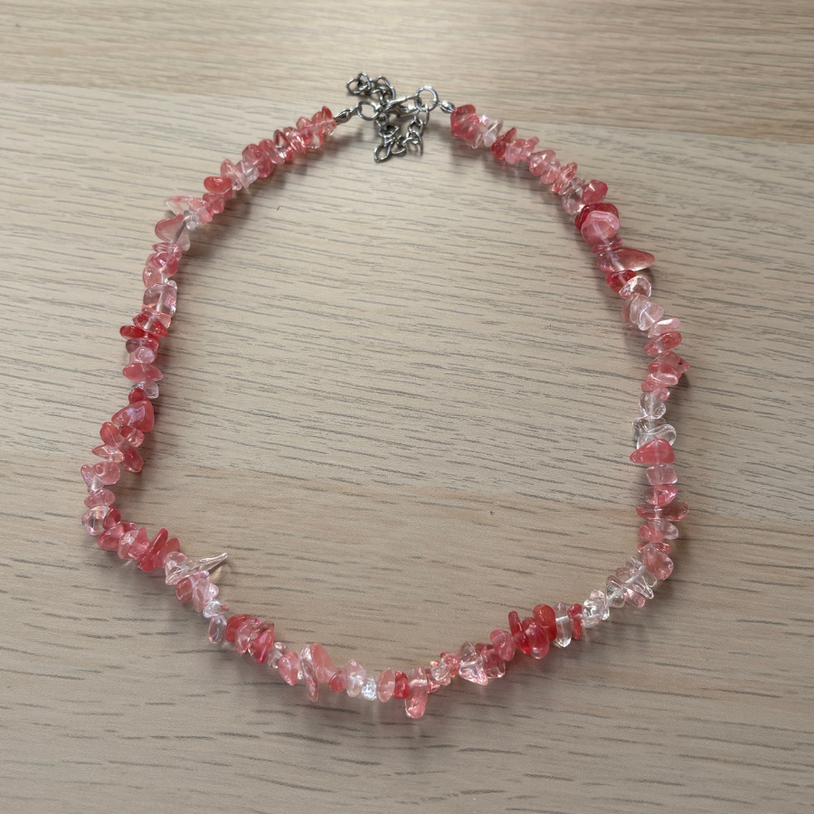Cherry Quartz Chip Necklace