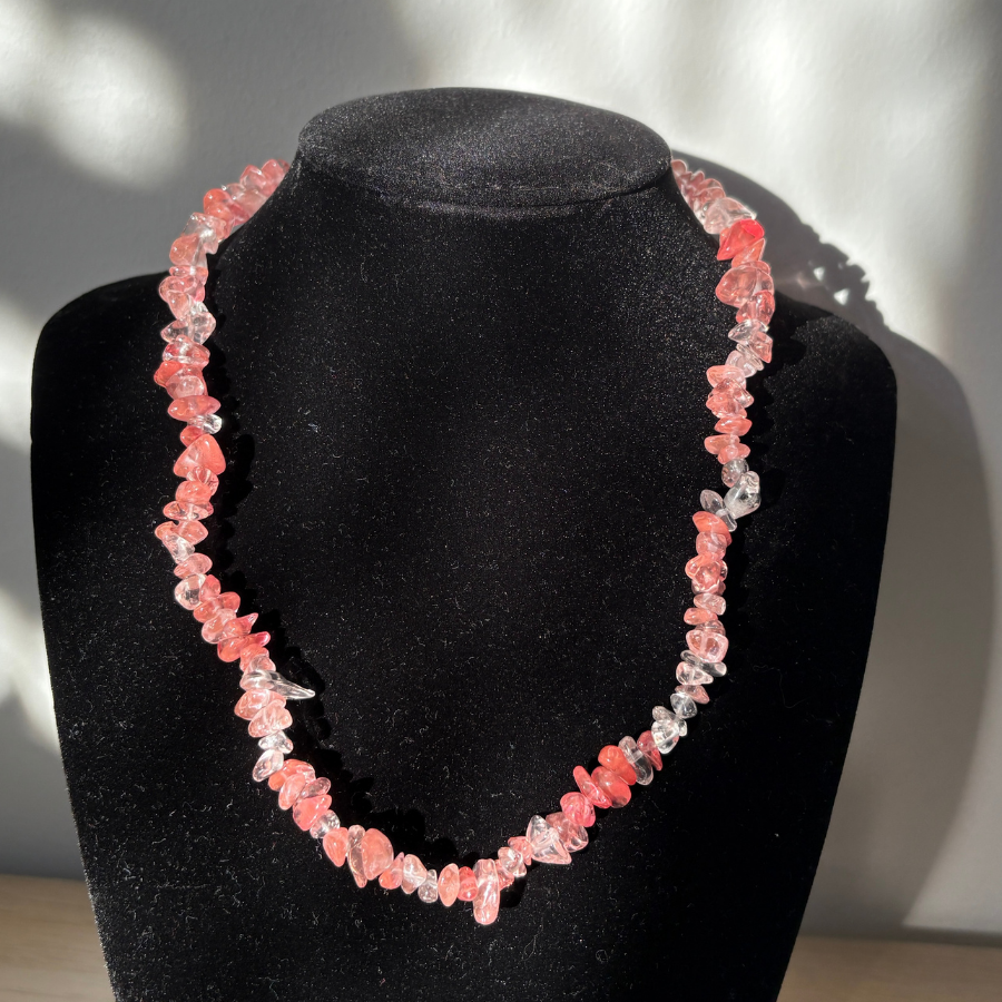 Cherry Quartz Chip Necklace