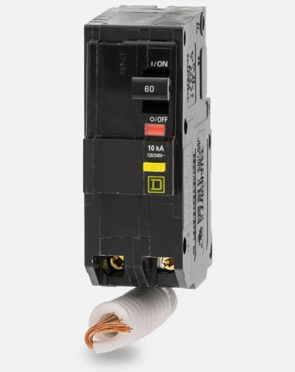 INTERRUPTOR TERMOMAGNETICO QO 2 POLOS 60 A, 6mA GFI, 10 kA, PGTAIL, ENCHUFABLE