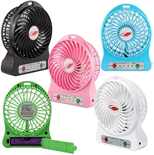 Smart Mini Portable USB Rechargeable 5 Inch 3 Speed Fan(Multicolored)