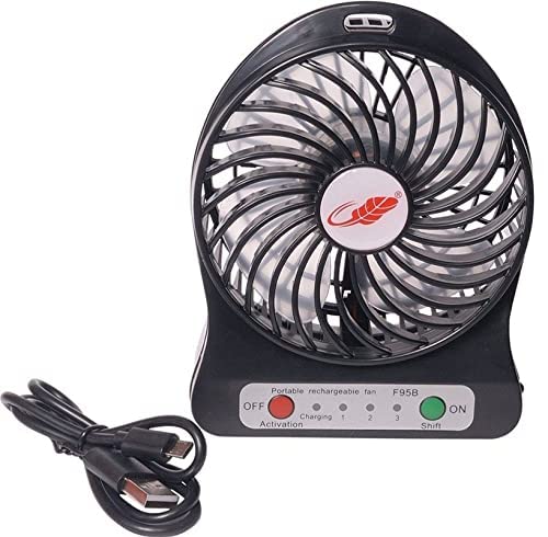 Smart Mini Portable USB Rechargeable 5 Inch 3 Speed Fan(Multicolored)
