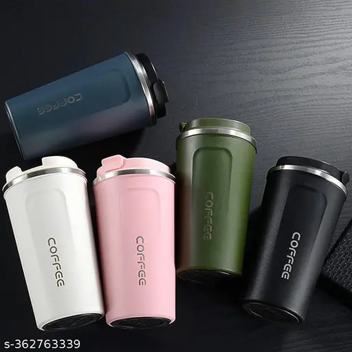 Kunya 500 ML Stainless Steel Double-Walled Vacuum Insulated Travel Temperature Display Indicator Mug Flask with Leakproof Lid Reusable Coffee Cup Tea and Beer Thermal Travel Coffee Mug White Color