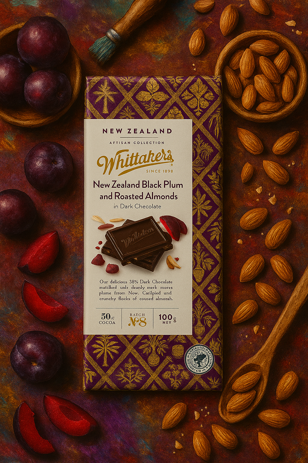 Whittaker’s New Zealand Black Plum & Roasted Almonds Dark Chocolate - ( PKR 1500 ) 