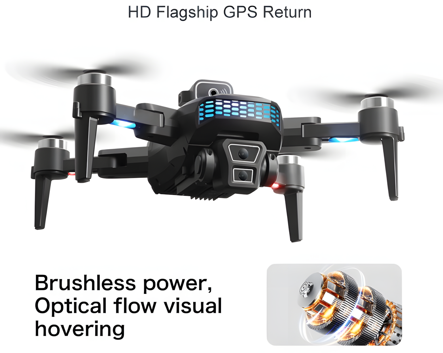 Foldable 5G GPS Drone with 4K Dual Lens – EIS Stabilization, Obstacle Avoidance & Brushless Power