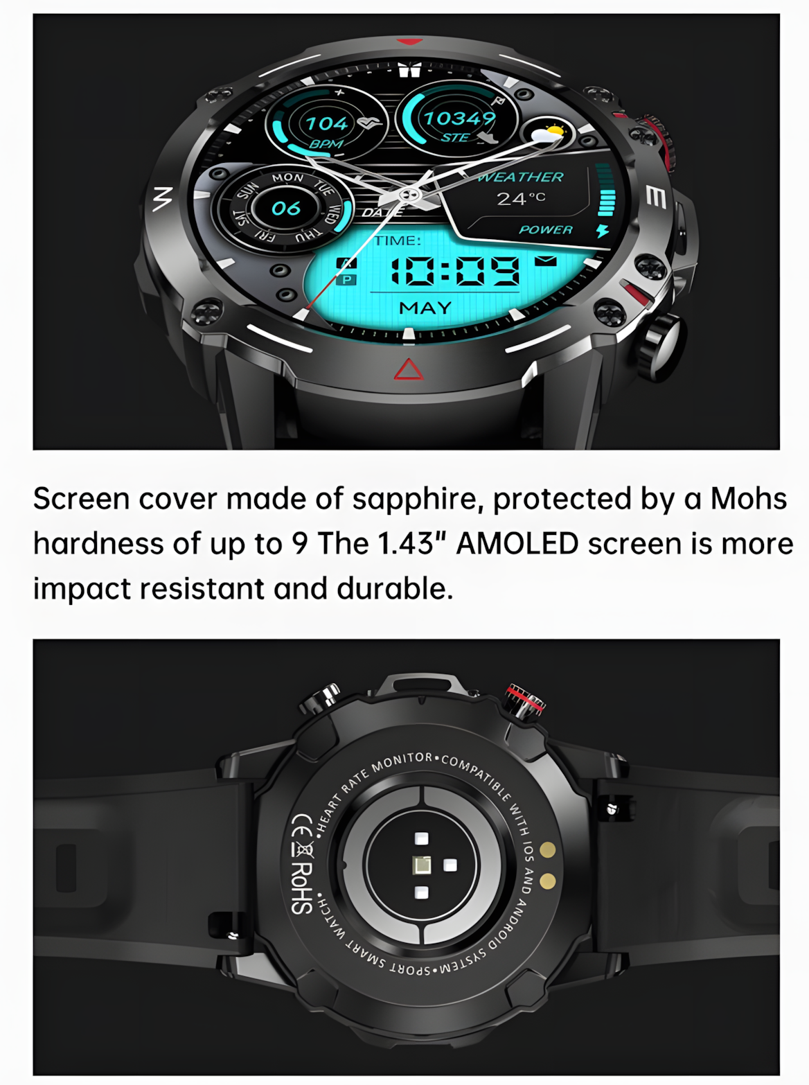 DLiDR Gladiator Smartwatch – Stunning AMOLED Display, Rugged Design, Ultimate Performance