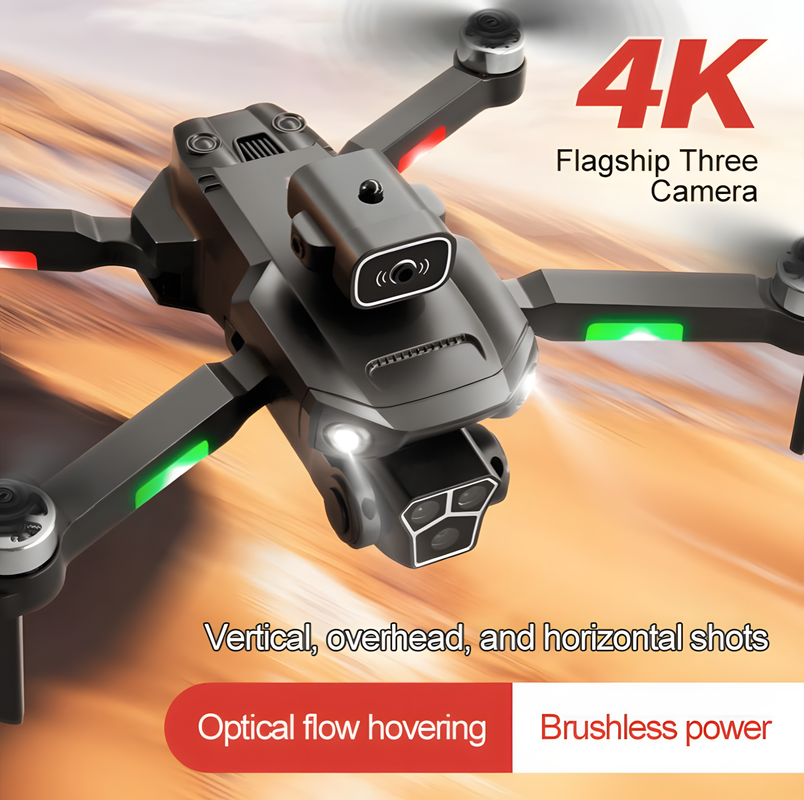 4K Smart Drone with Triple Camera | Obstacle Avoidance & Silent Brushless Power