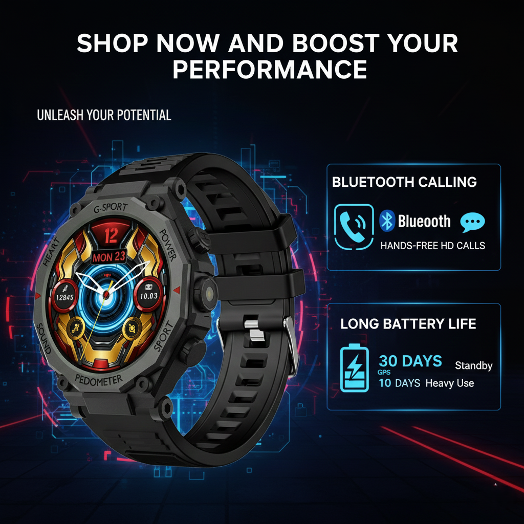 BoltX Smartwatch – Rugged Waterproof Smartwatch with 1.50" IPS Display, Compass, Fitness Tracking & 5-Day Battery