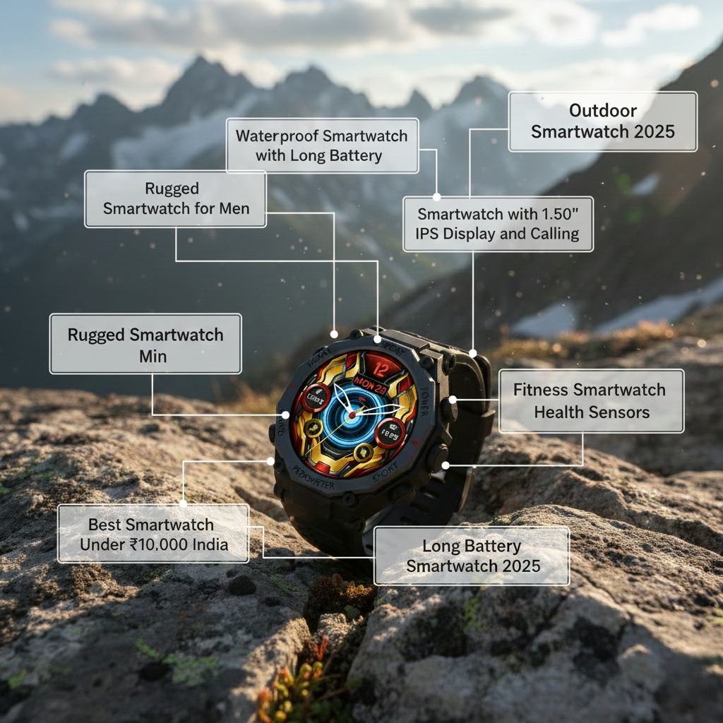 BoltX Smartwatch – Rugged Waterproof Smartwatch with 1.50" IPS Display, Compass, Fitness Tracking & 5-Day Battery