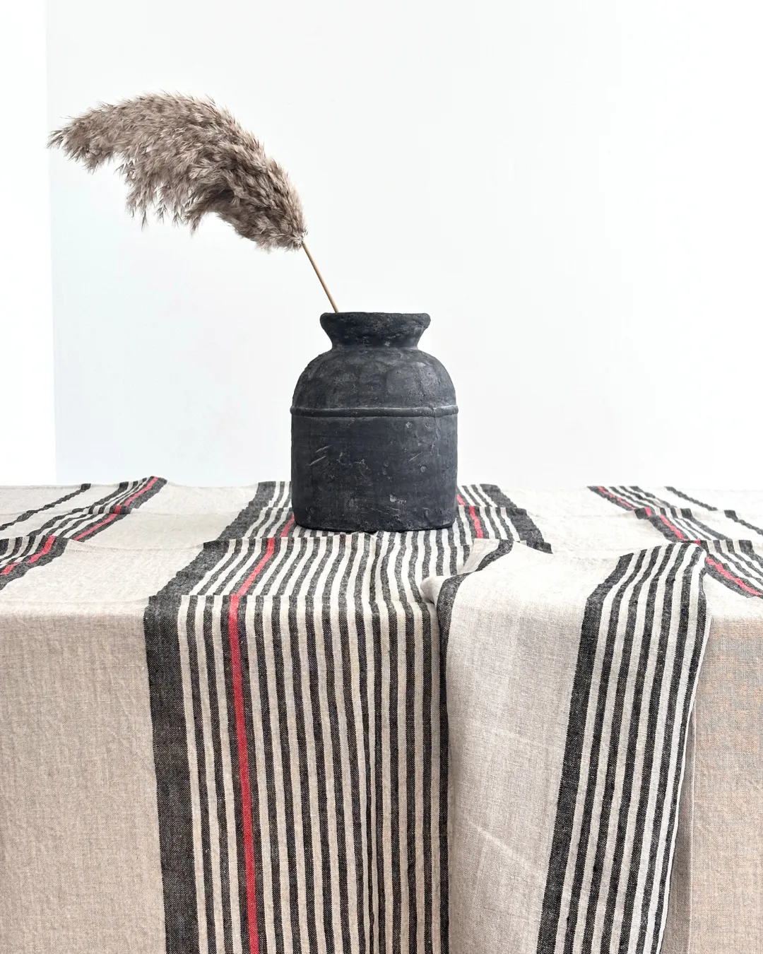 Linduk naturfarge med striper