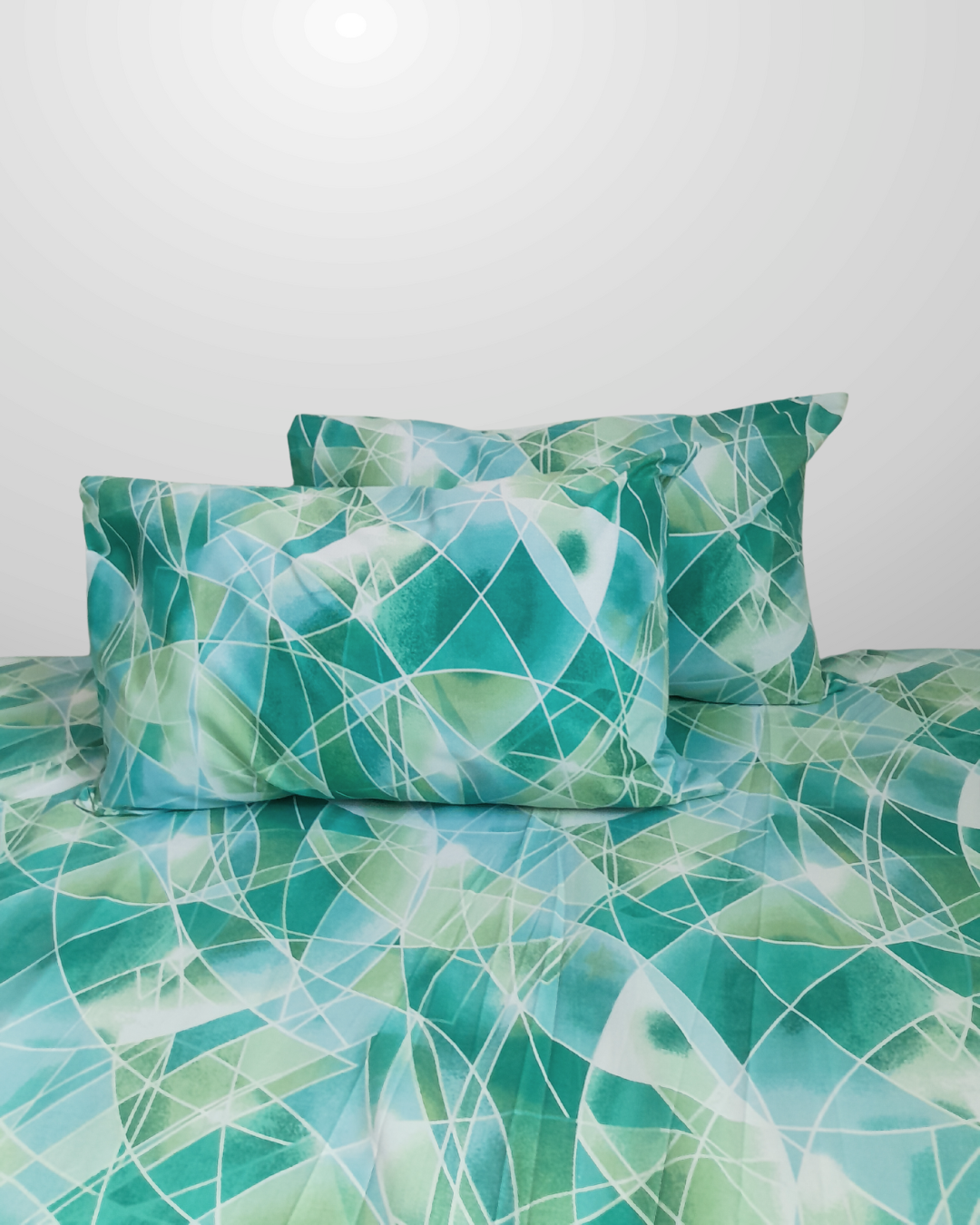 3 PCs Cotton Bed Sheet - Sparkling Green