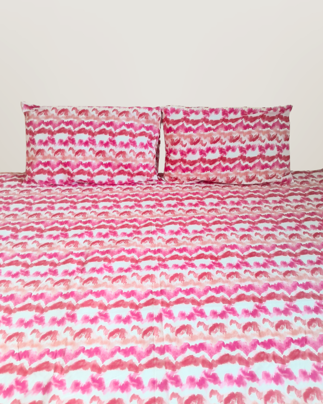 3 PCs Cotton Bed Sheet - Pink Splash 