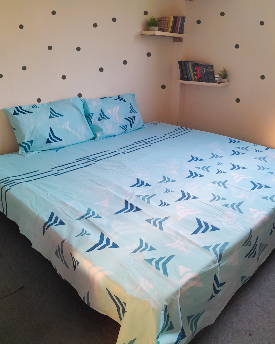 3 PCs Cotton Bed Sheet - Ocean Arrows 