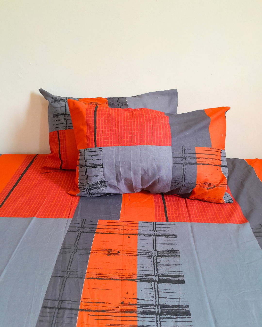 3 PCs Cotton Bed Sheet - Urban Rust