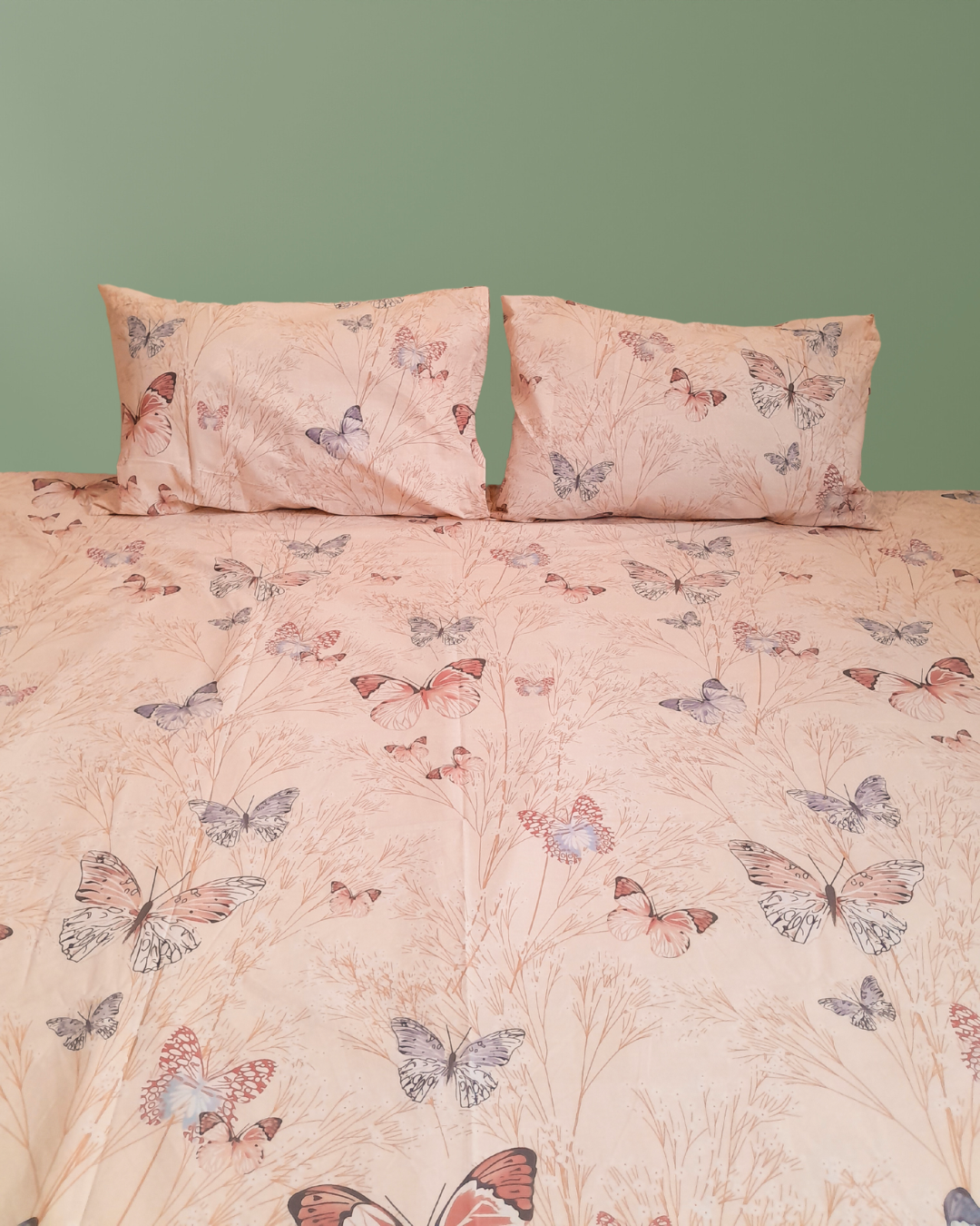 3 PCs Cotton Bed Sheet - Butterfly Meadow