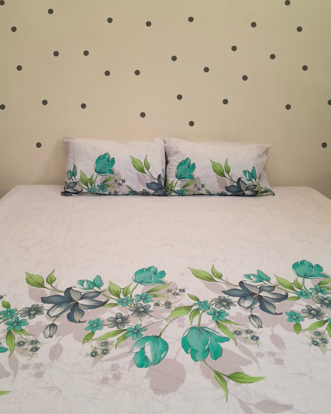 3PCs Cotton Bed Sheet - Emerald Bloom 