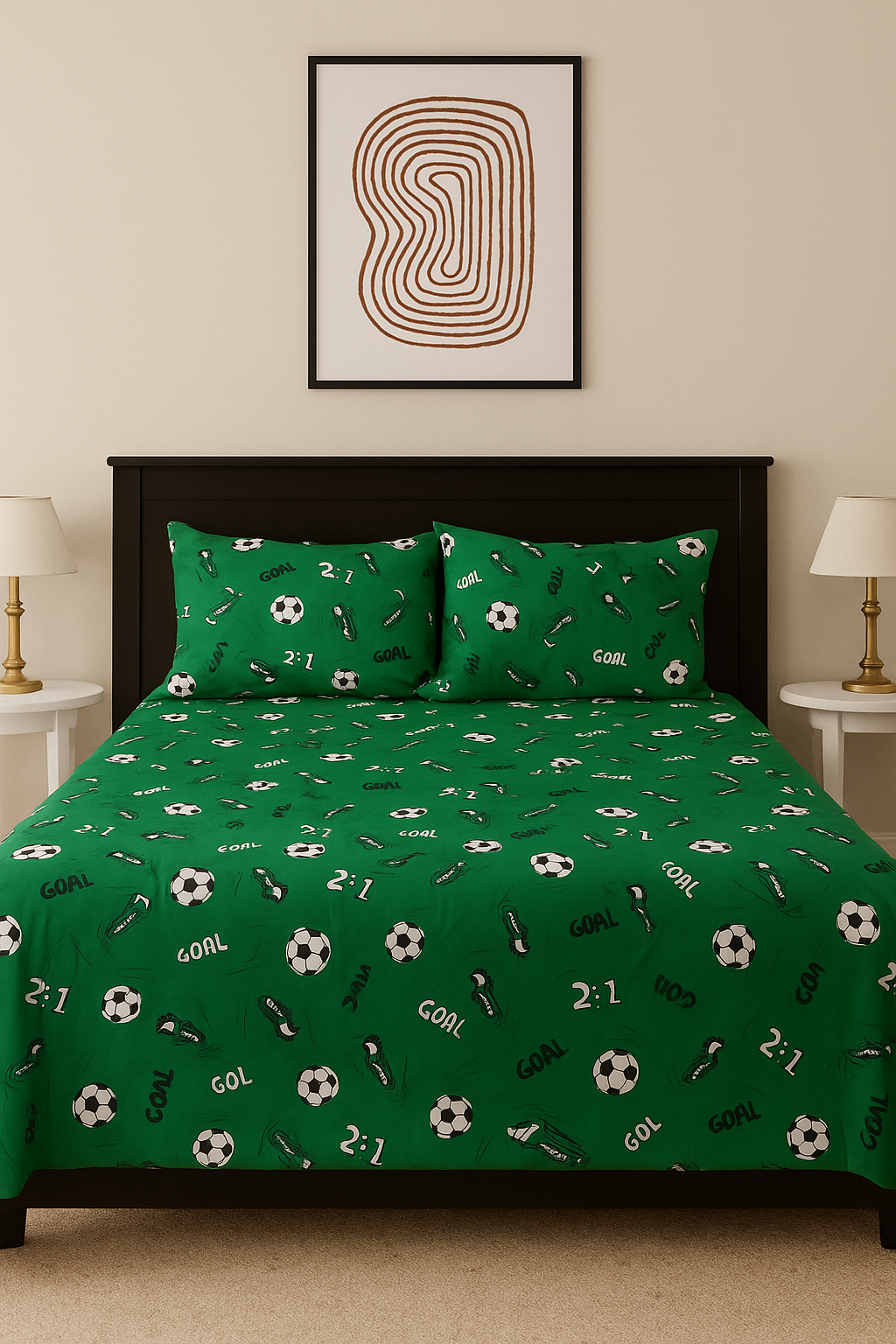 3 PCs Cotton Bed Sheet - Soccer Dreams 