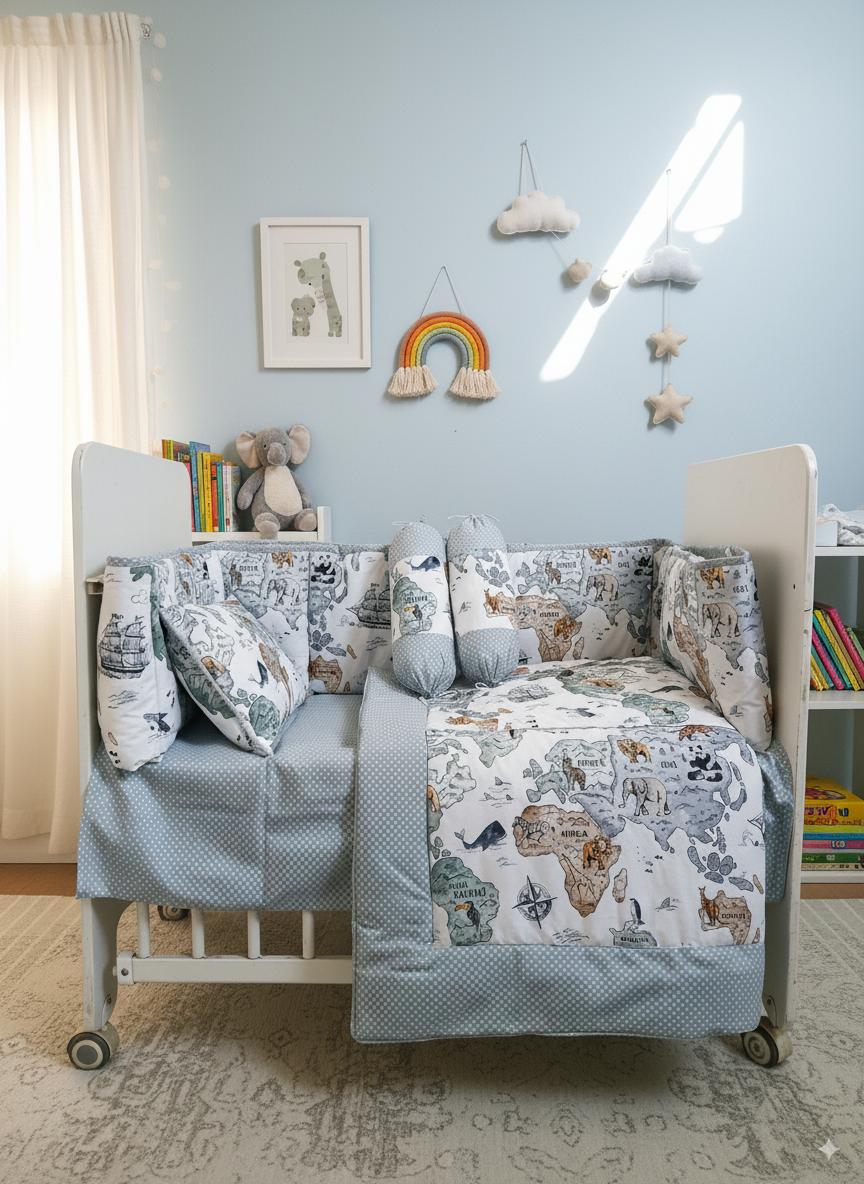 World Map - Baby cot set