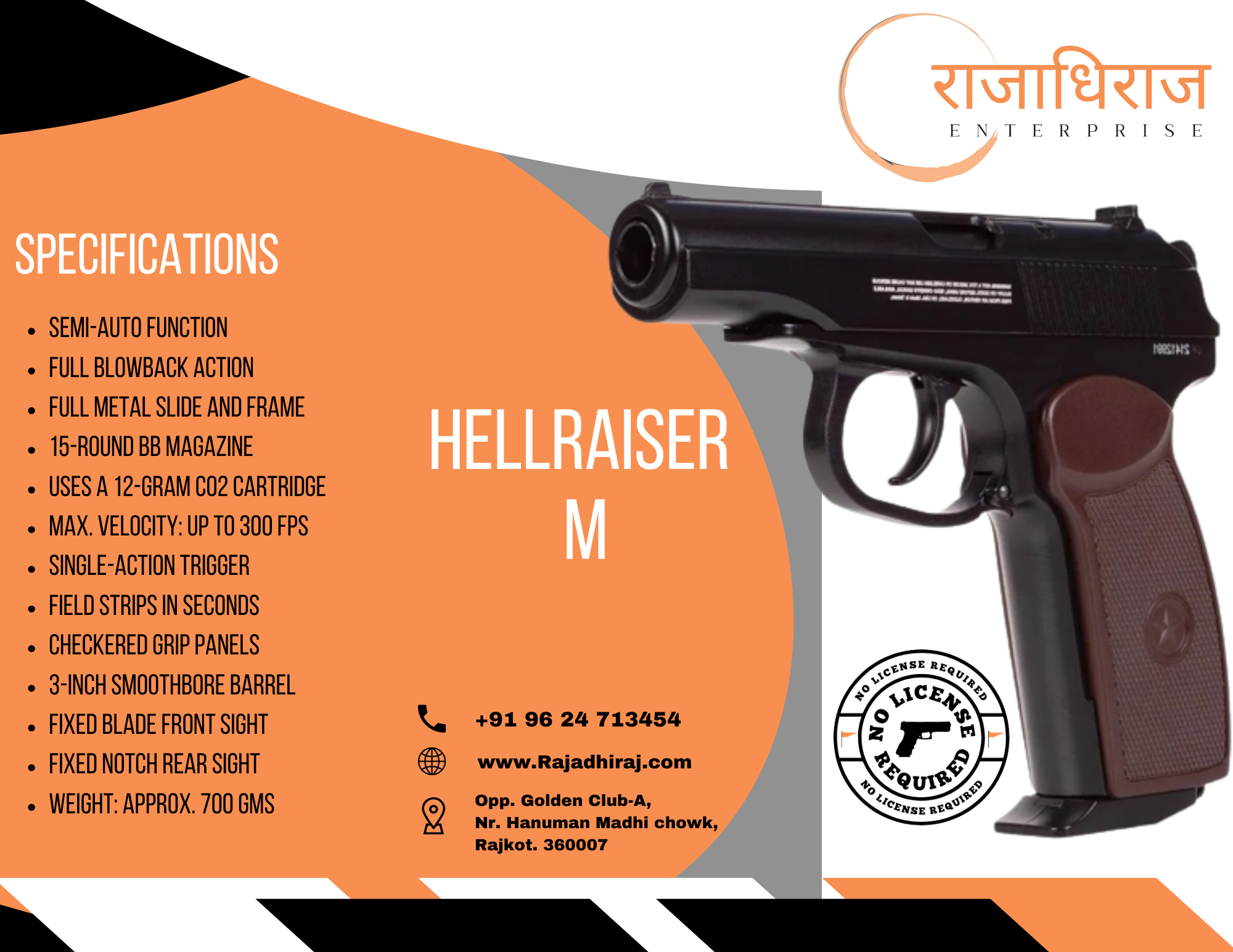 Hellraiser M CO2 BB .177Cal, 4.5mm Air Gun