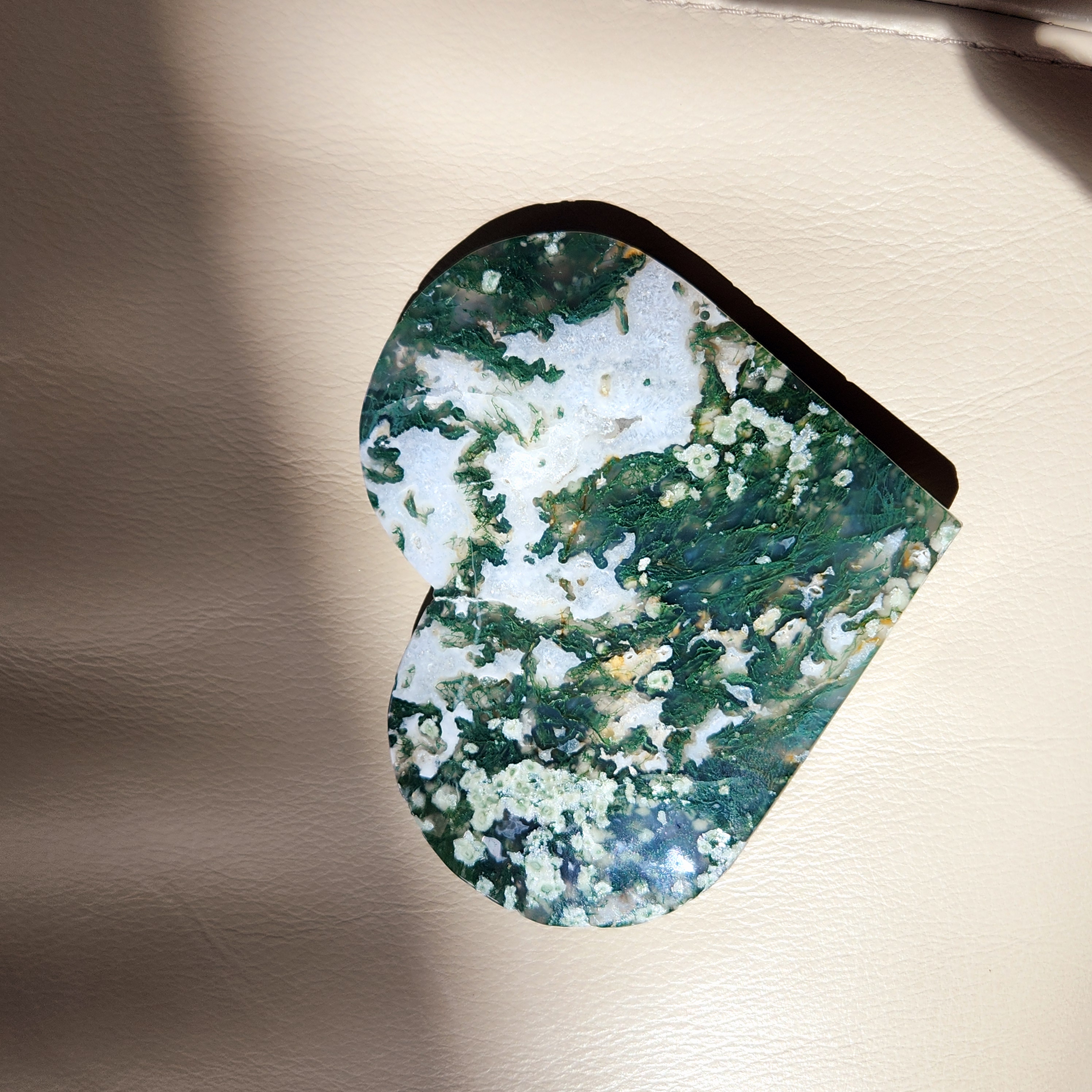 Moss Agate Heart - Extra Large