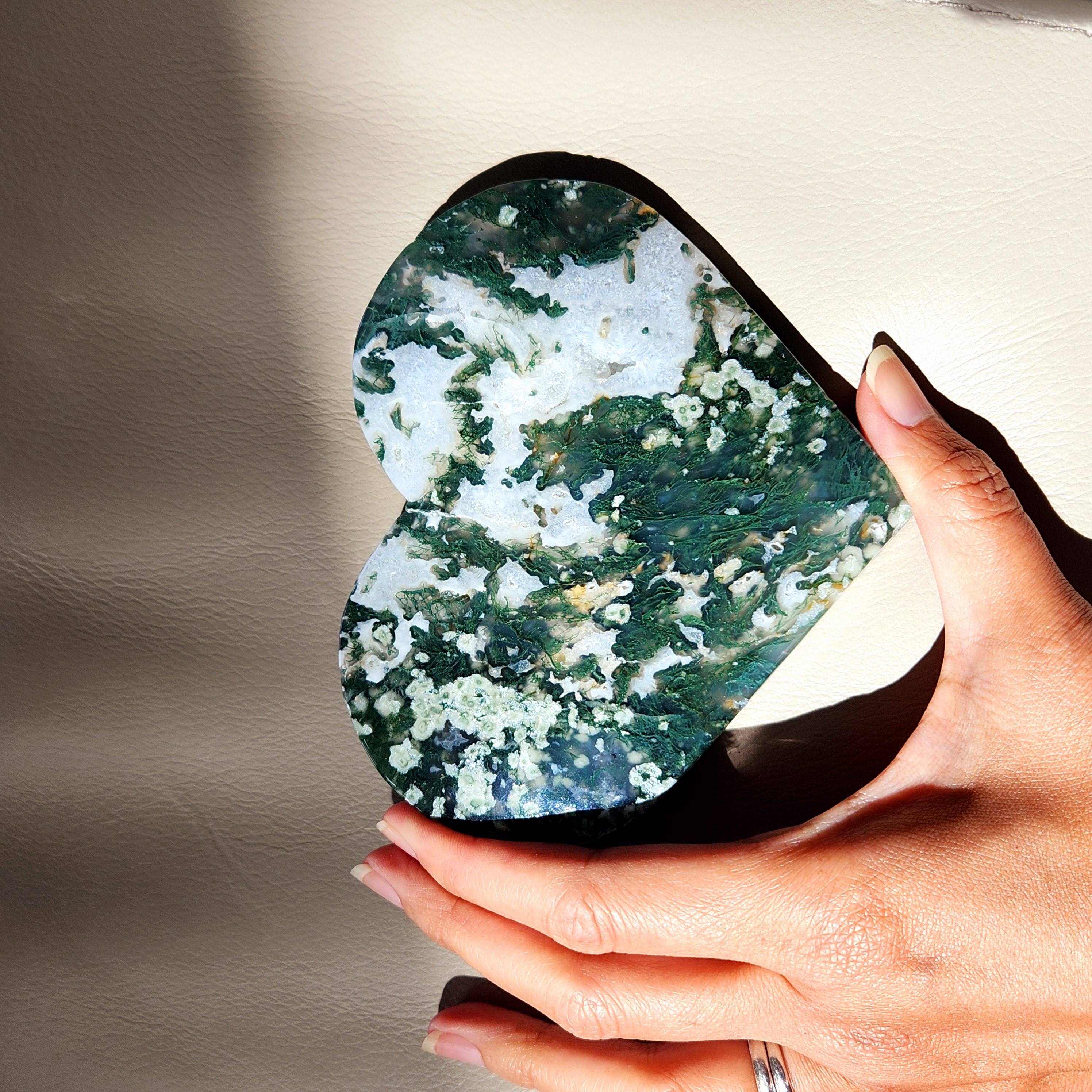 Moss Agate Heart - Extra Large
