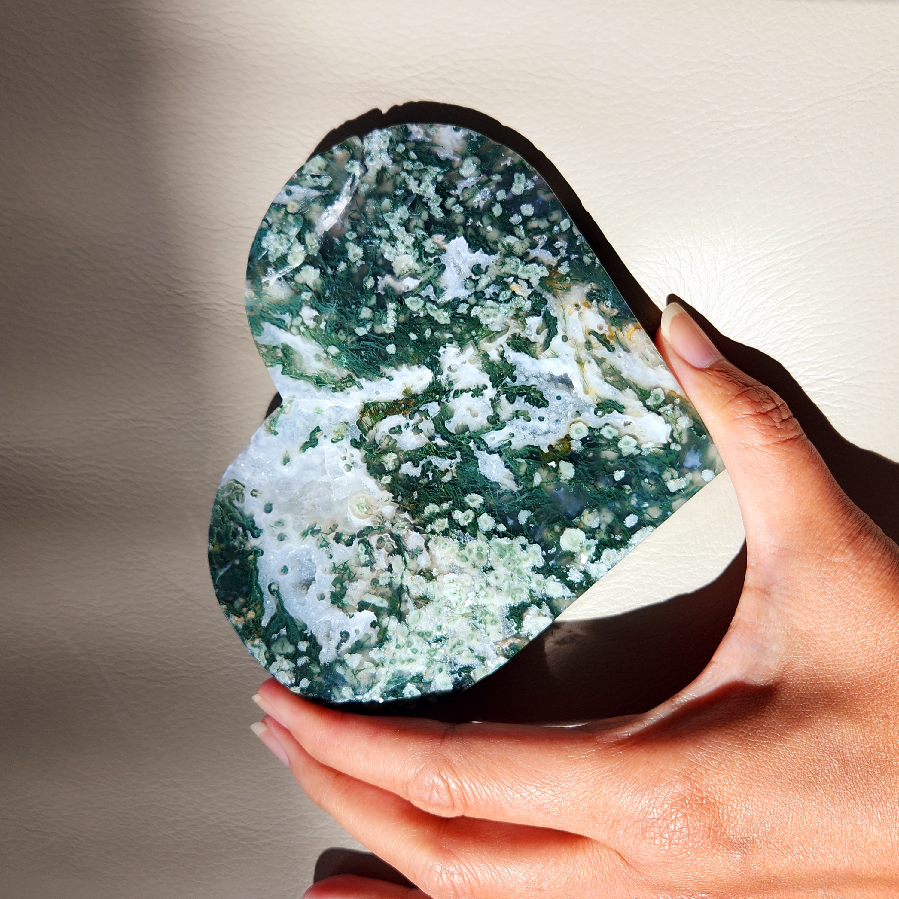 Moss Agate Heart - Extra Large