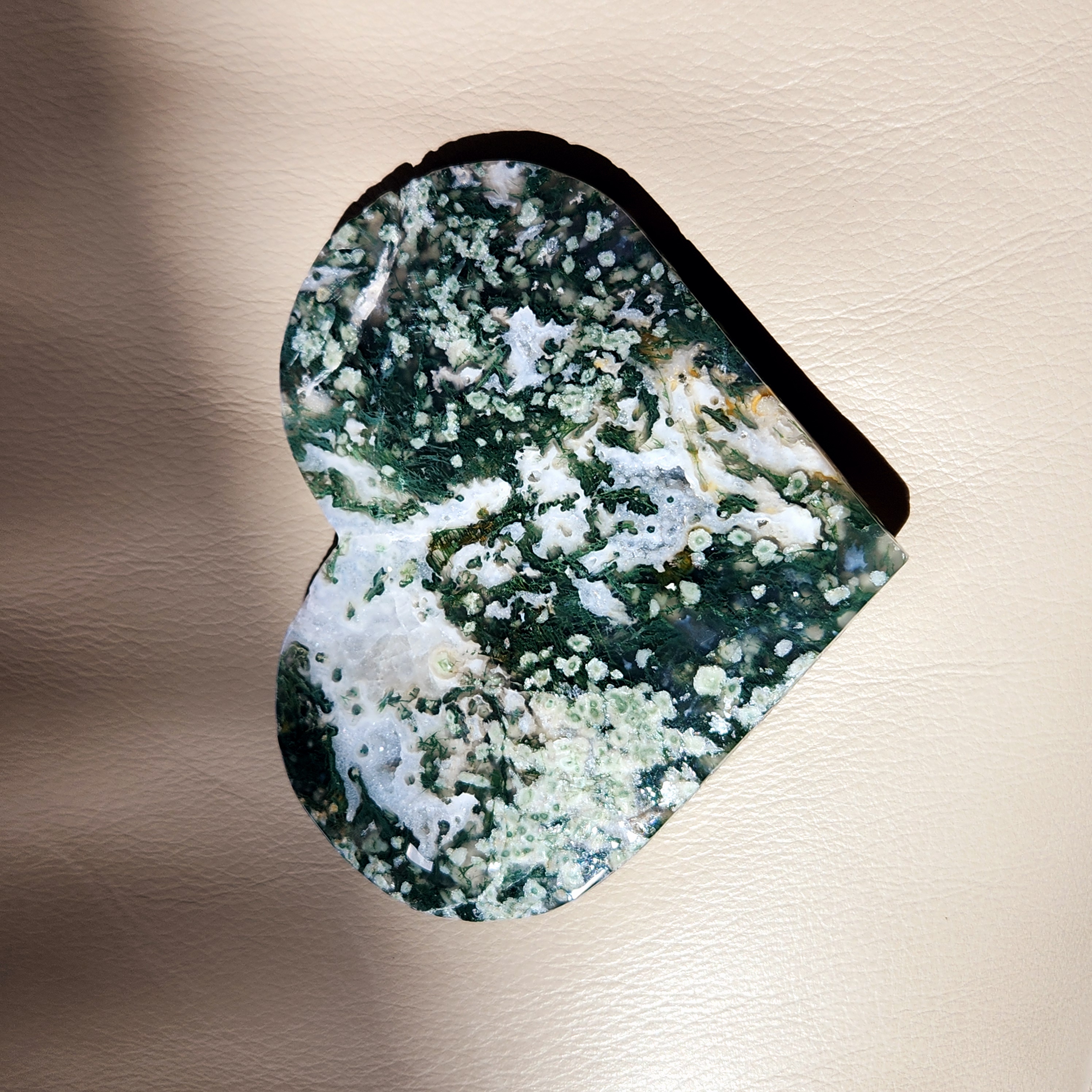 Moss Agate Heart - Extra Large