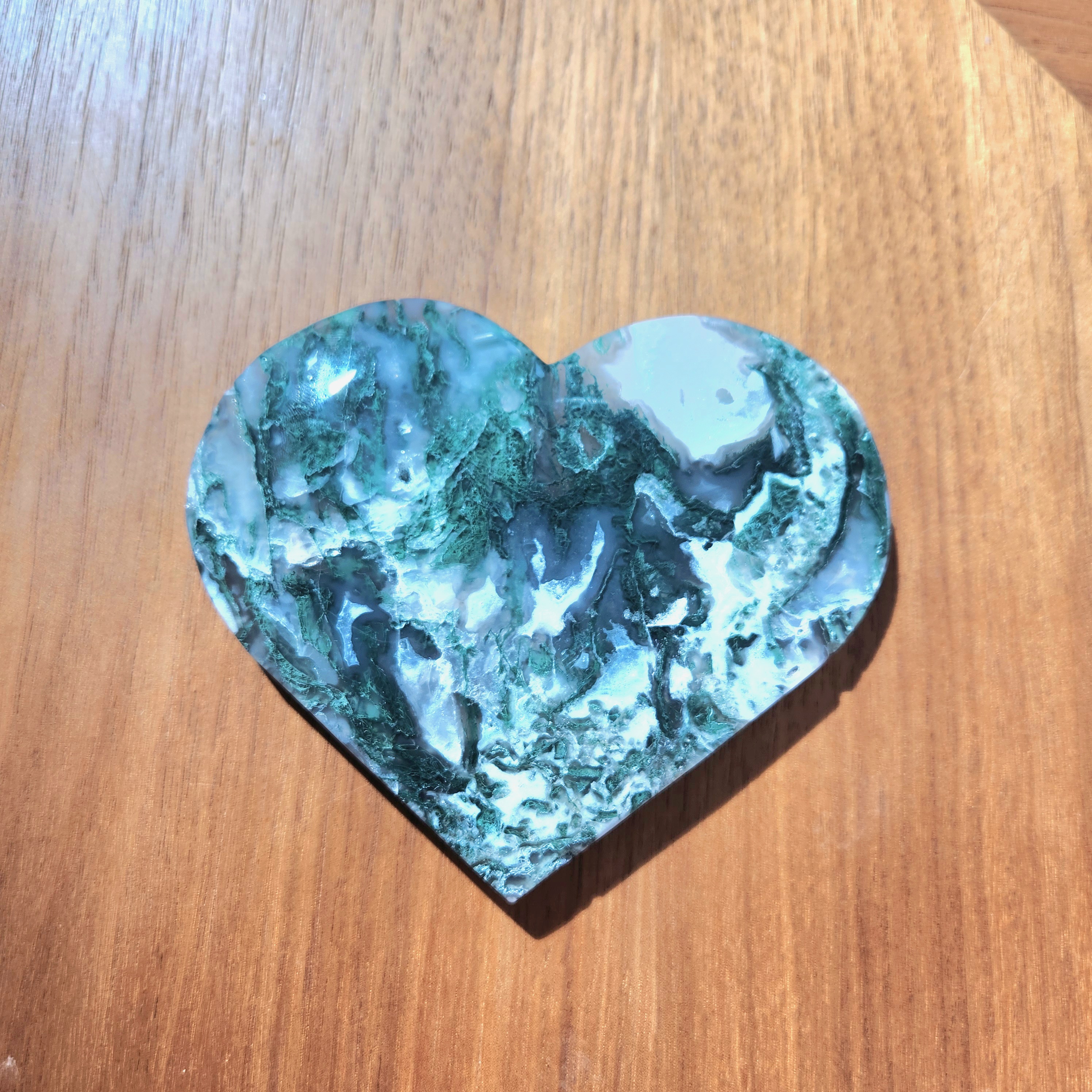 Moss Agate Heart - Extra Large