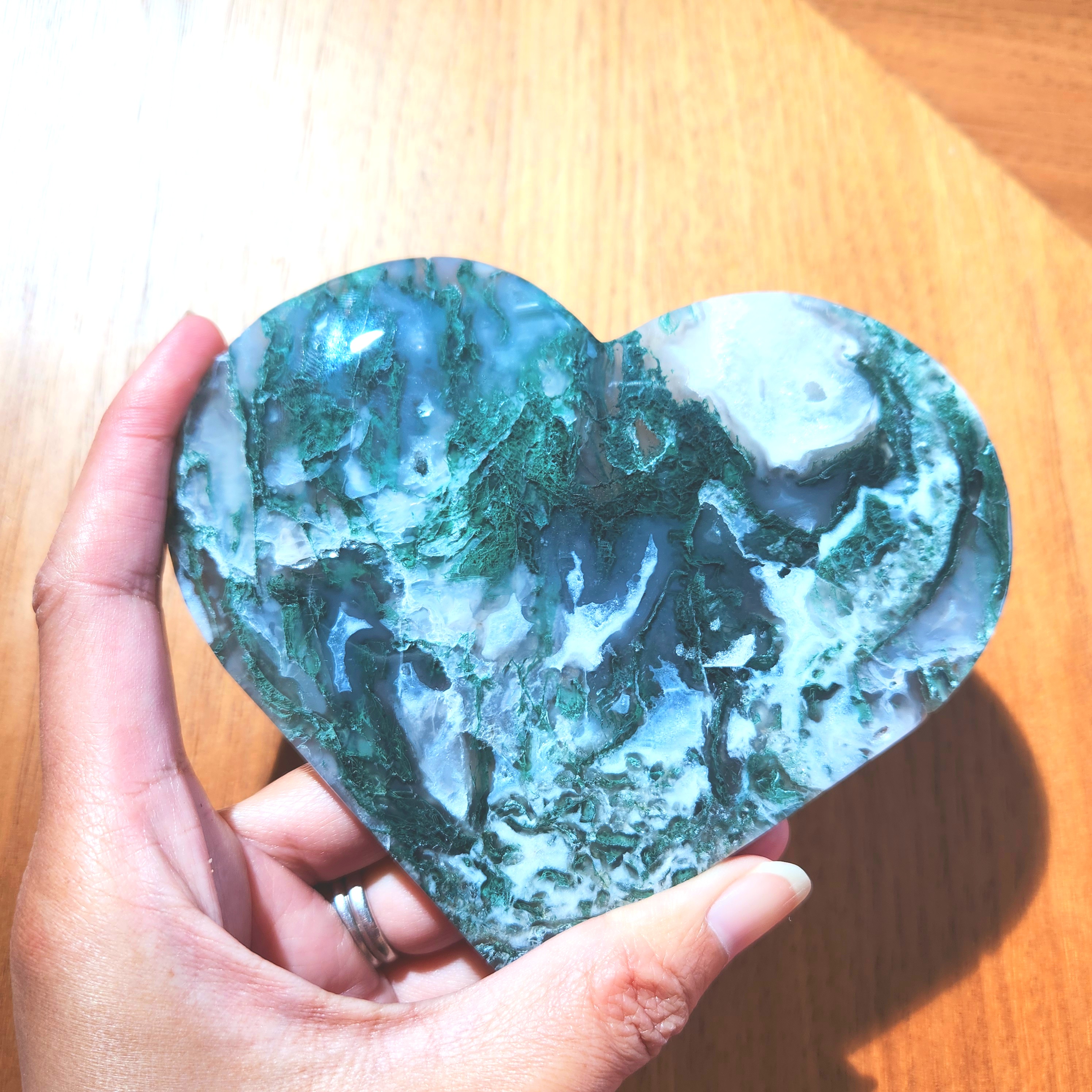 Moss Agate Heart - Extra Large
