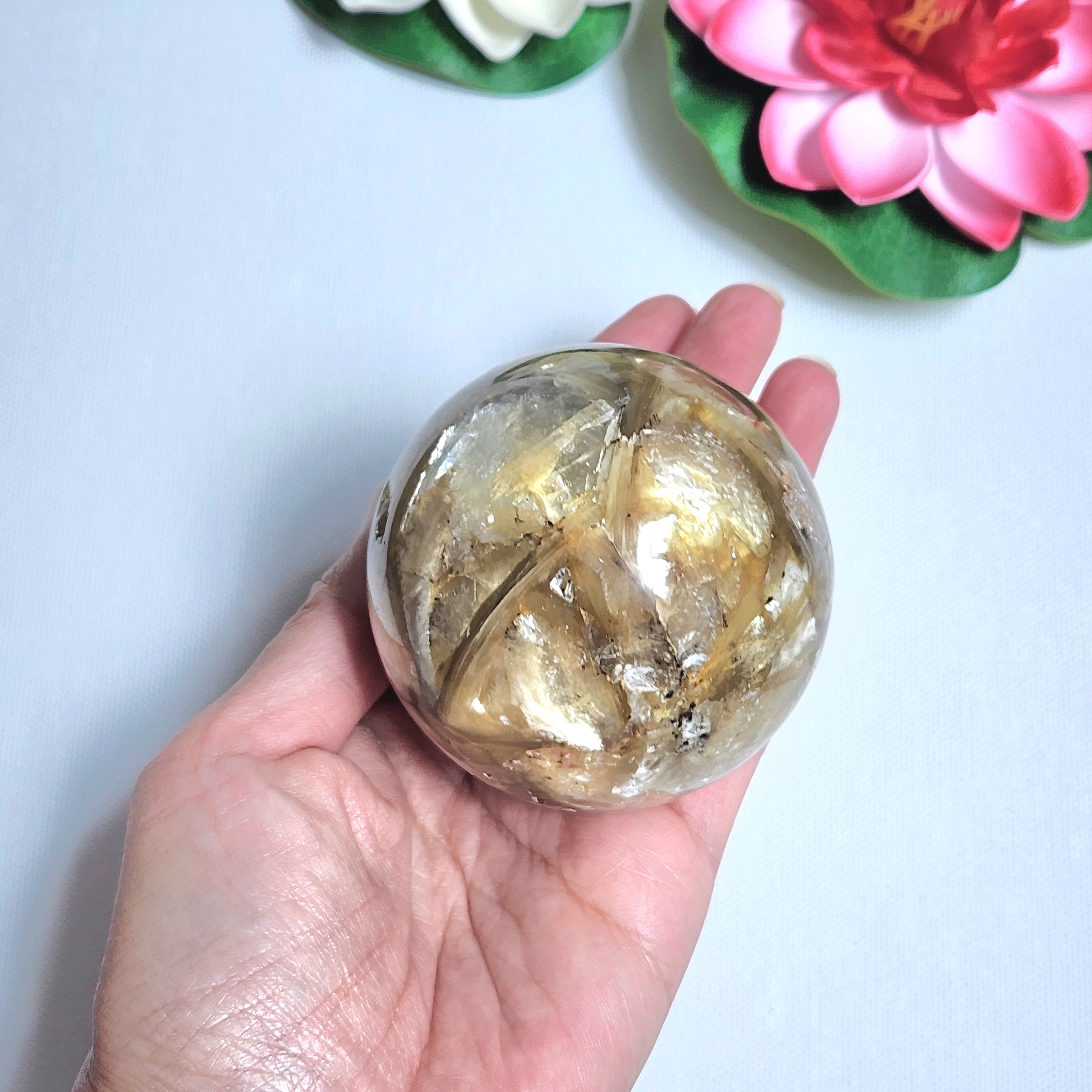 Golden Mica Sphere • 2.38" Super flashy Gold Muscovite sphere • Yellow Mica crystal Sphere 