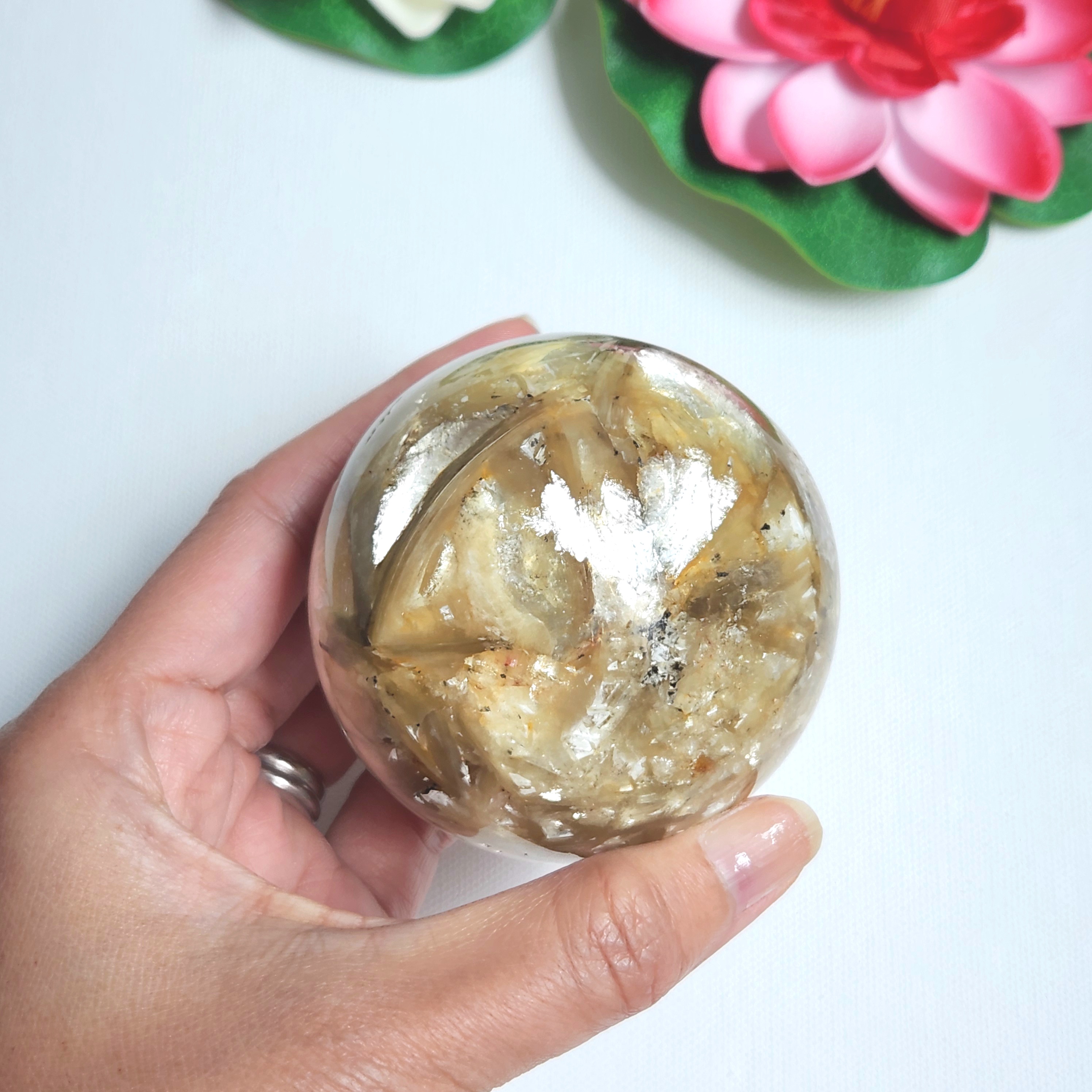 Golden Mica Sphere • 2.38" Super flashy Gold Muscovite sphere • Yellow Mica crystal Sphere 