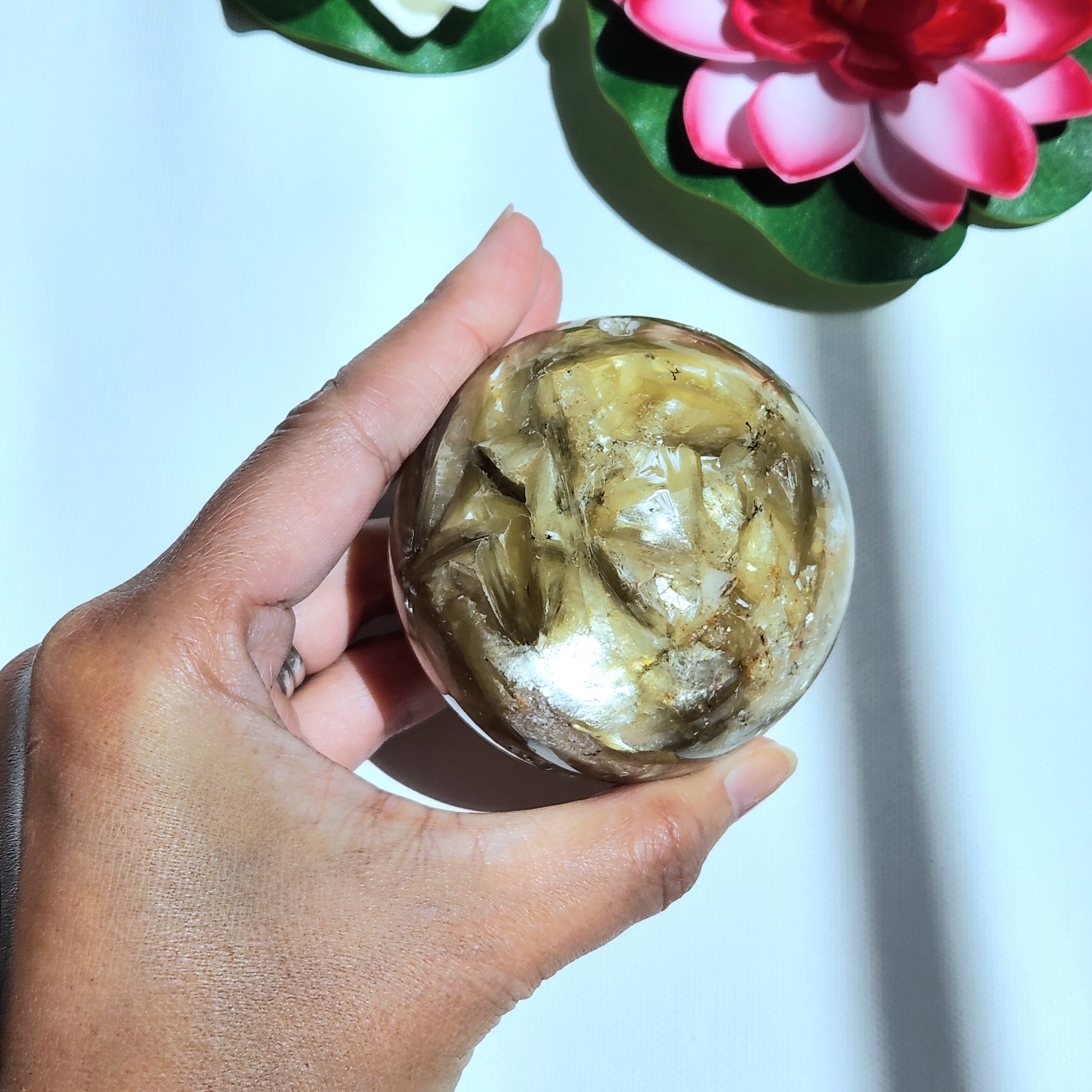 Golden Mica Sphere • 2.38" Super flashy Gold Muscovite sphere • Yellow Mica crystal Sphere 