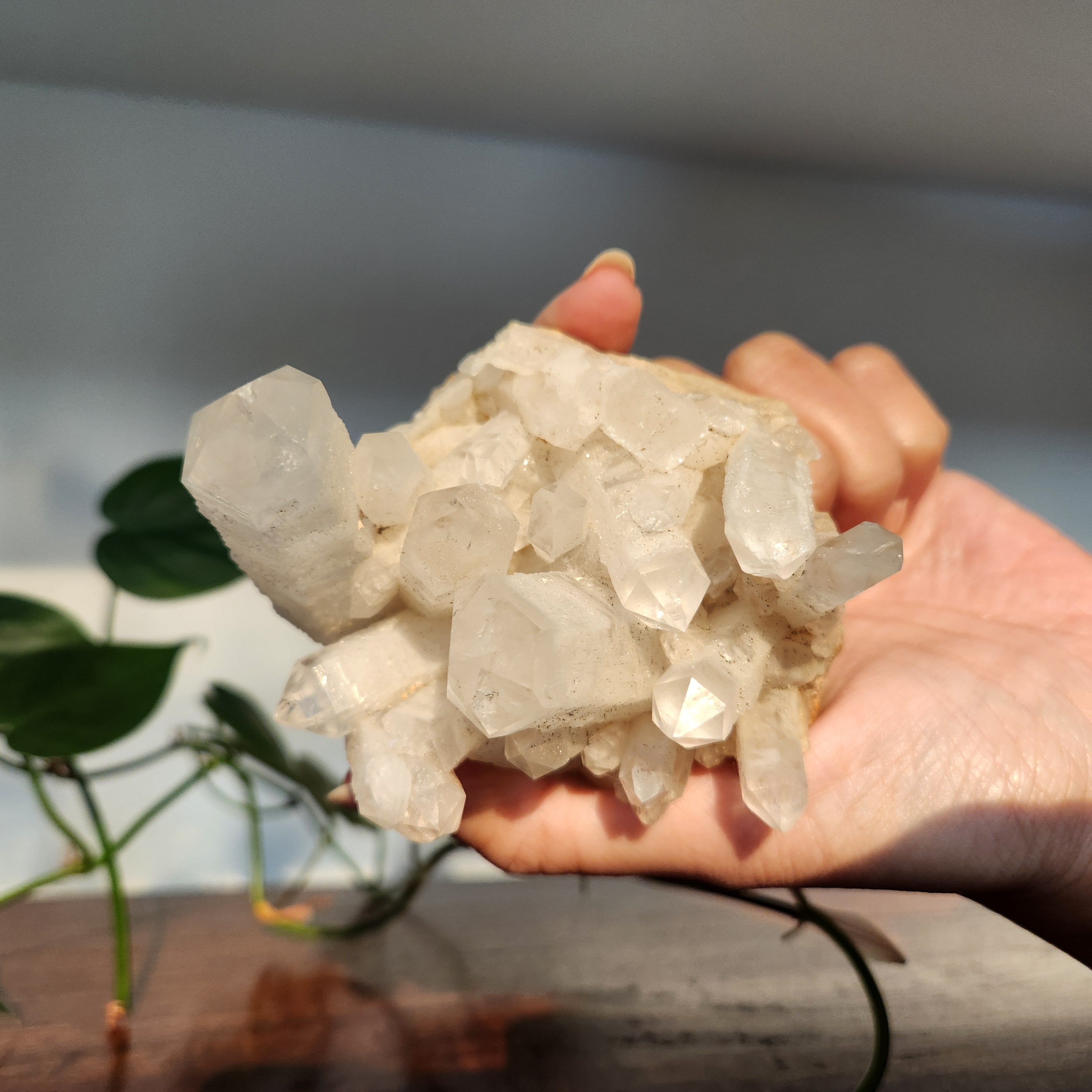 Quartz cluster specimen • Clear quartz cluster mineral •Quartz mineral cluster 