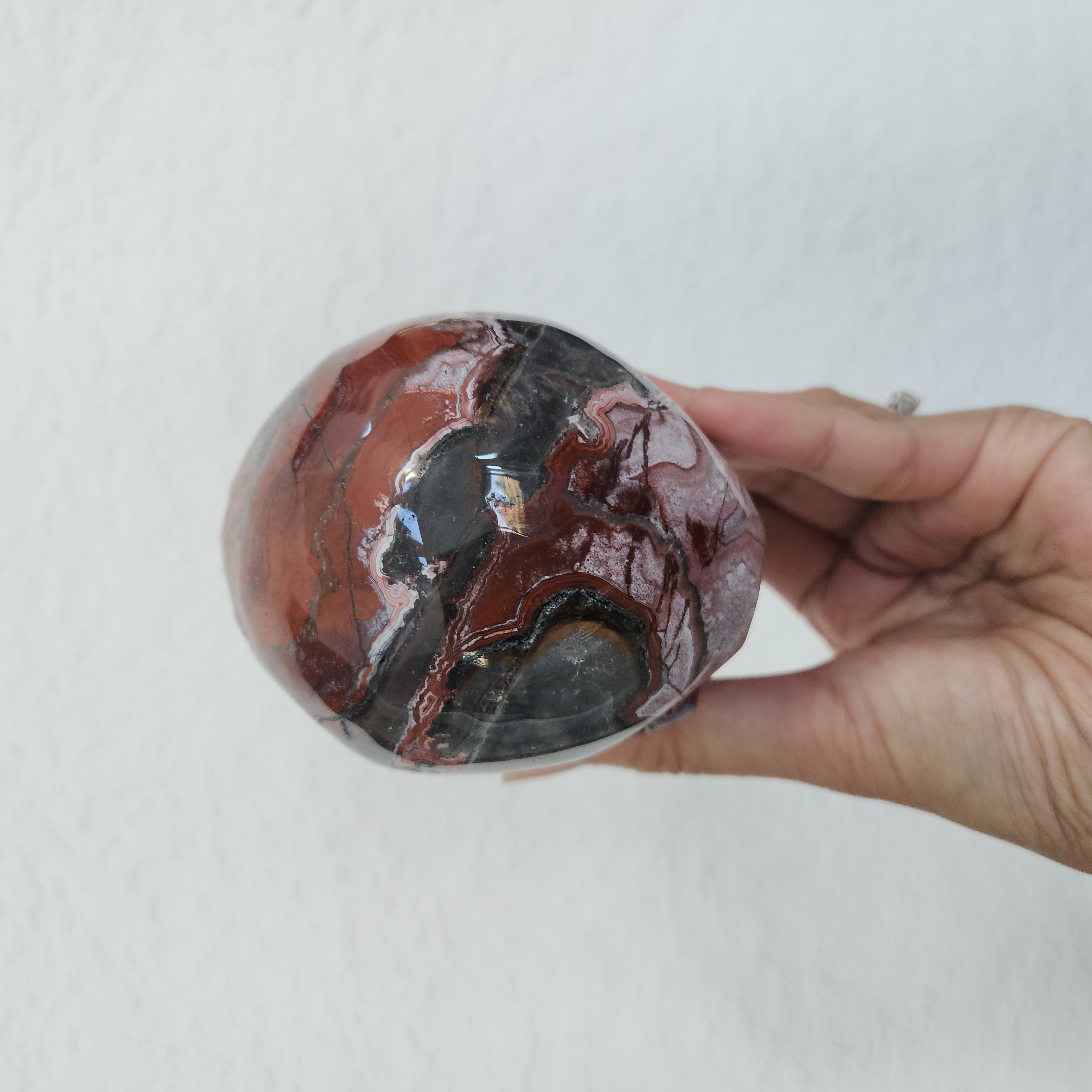 Mexican Lace Agate Skull - Red Mexican Crazy Lace Agate Skull crystal 