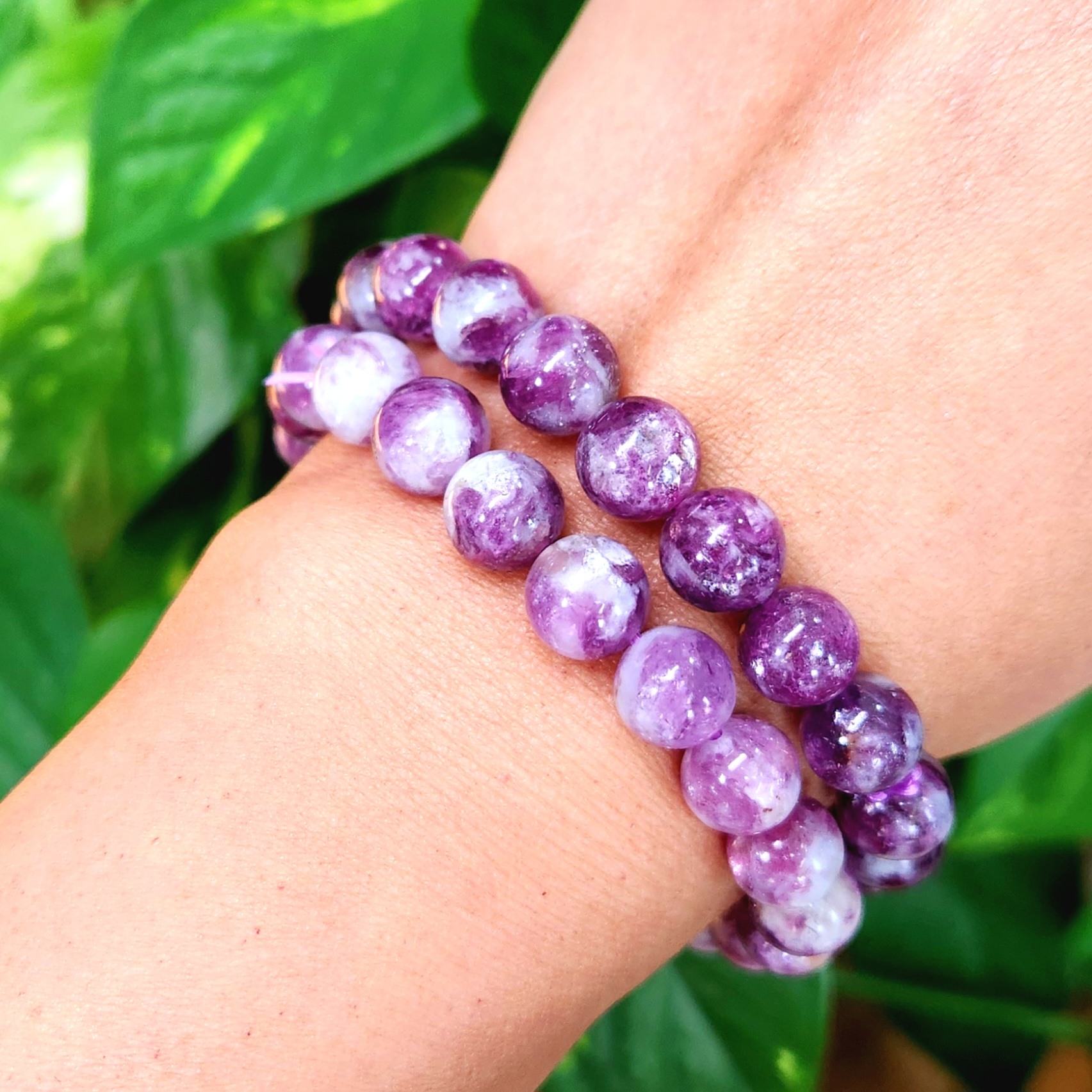 Lepidolite bracelet - Pink Tourmaline Bracelet • 10mm High Grade Purple Mica Bracelet 