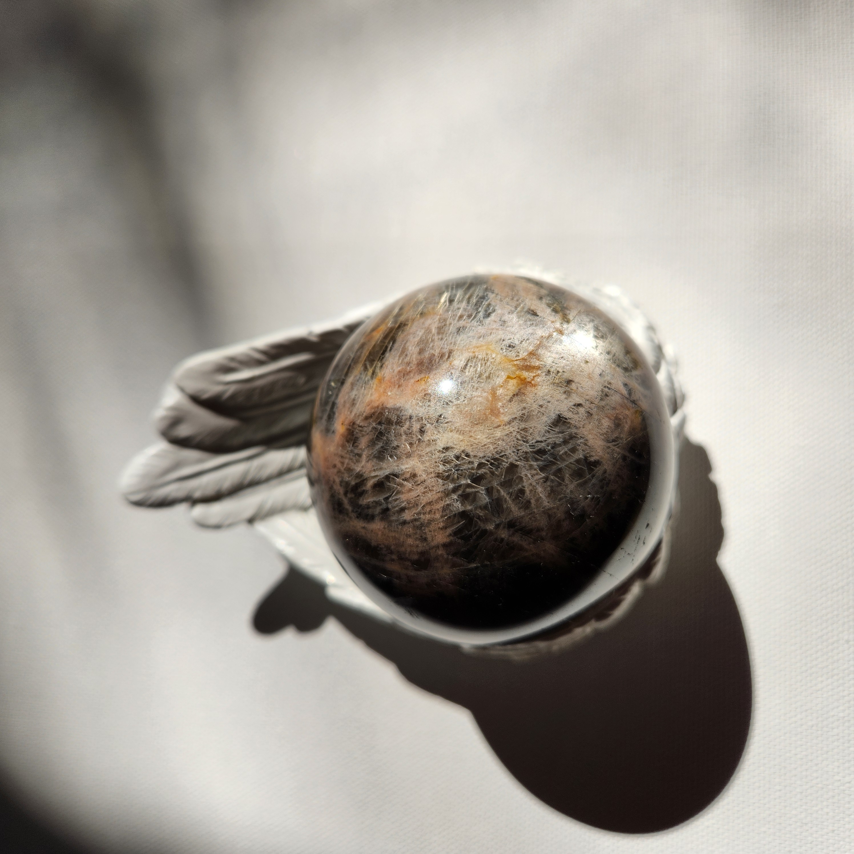 Moonstone Sphere • 2.5" Flashy Black Moonstone Sphere • High Quality Black Moonstone Crystal Sphere