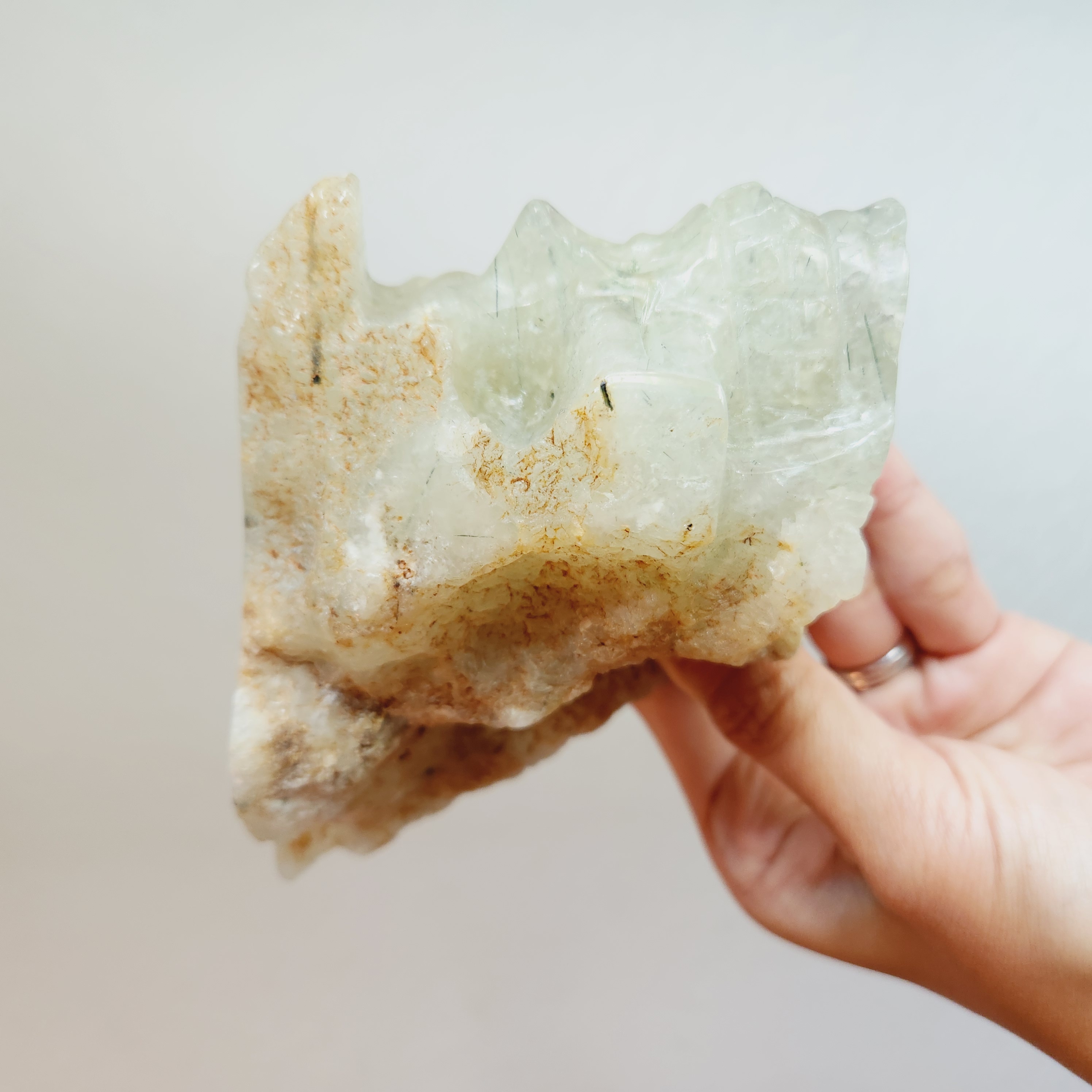 Prehnite skull • 4.5" Unique Rare Skull