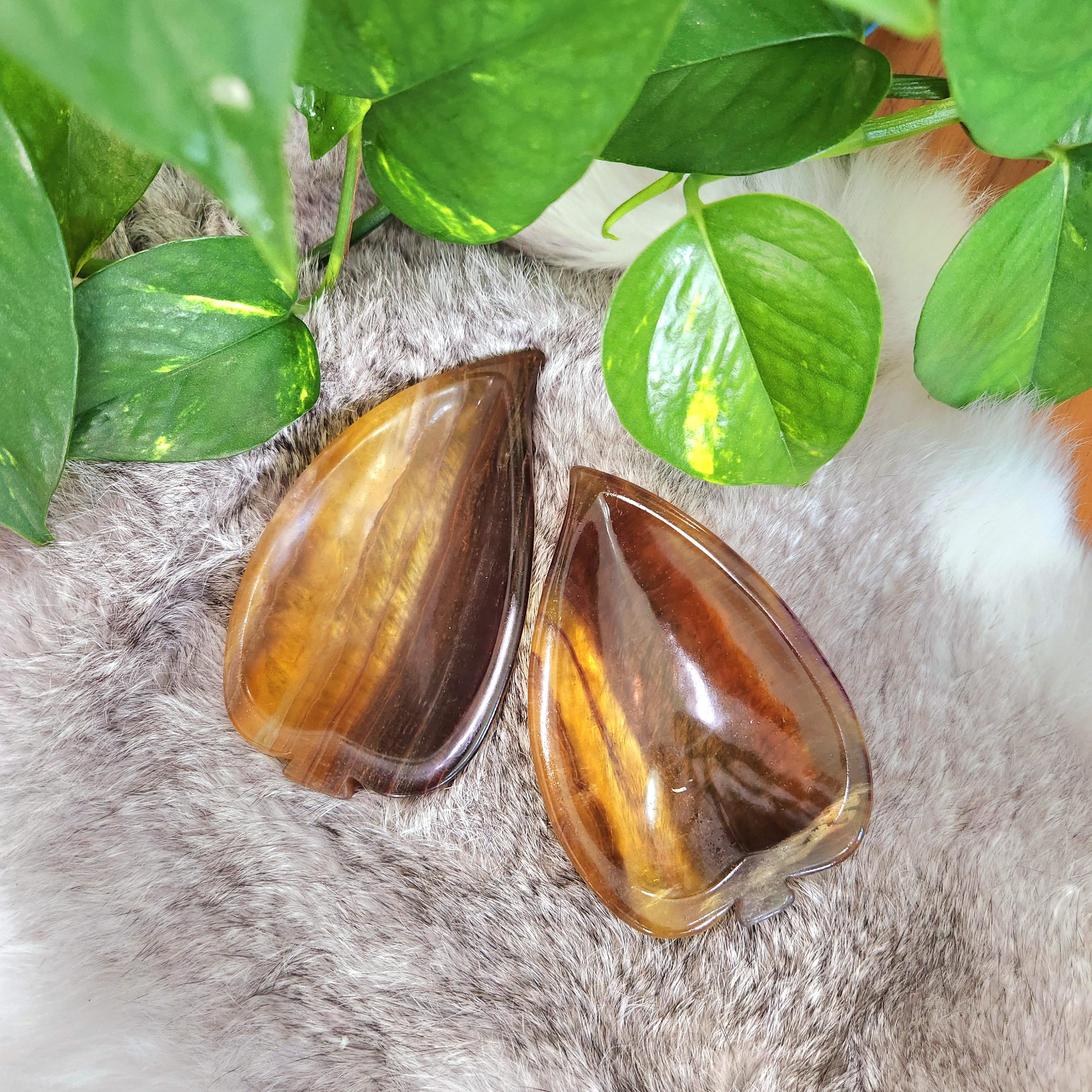 Yellow Fluorite bowl, 4+" Fluorite leaf shape bowl