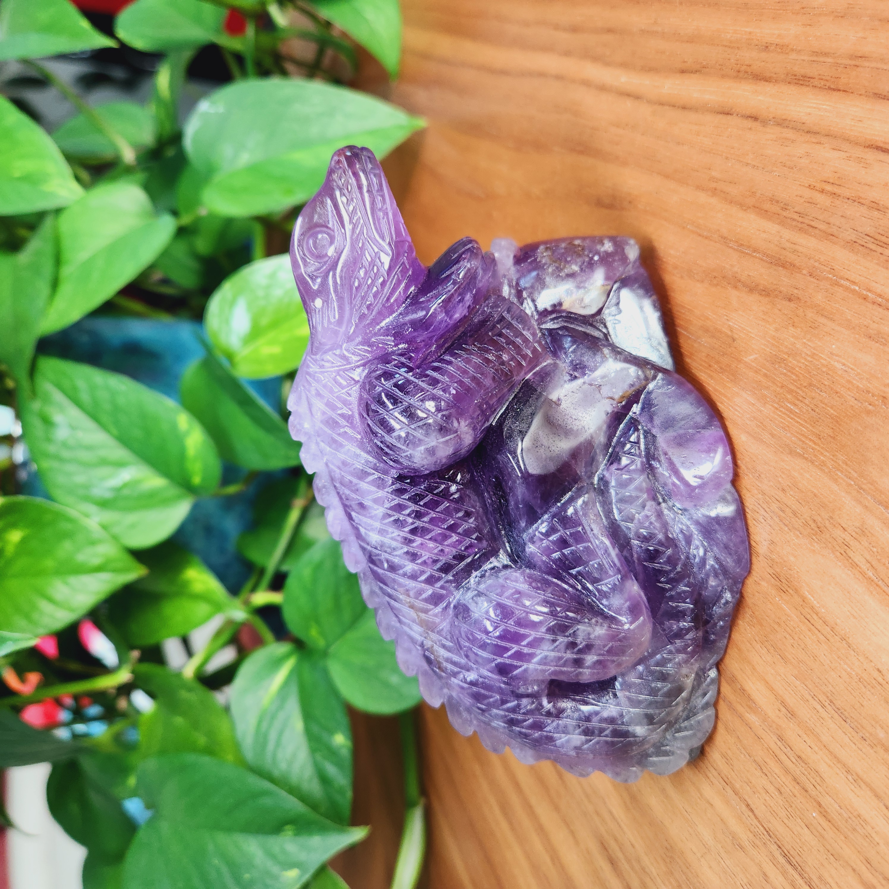 Amethyst Lizard, Iguana carving • 5" Crystal Lizard Gift Home Decoration