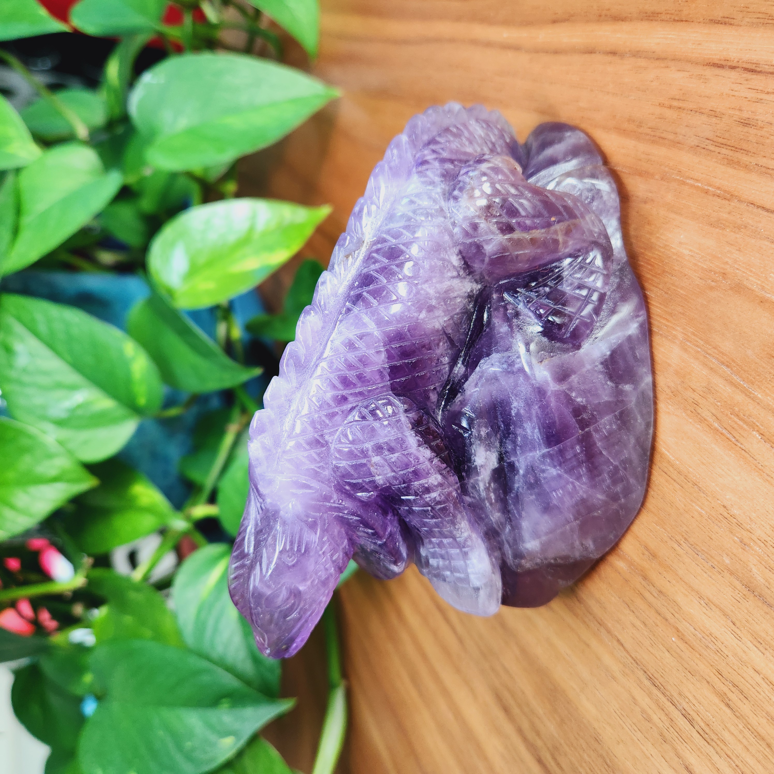 Amethyst Lizard, Iguana carving • 5" Crystal Lizard Gift Home Decoration
