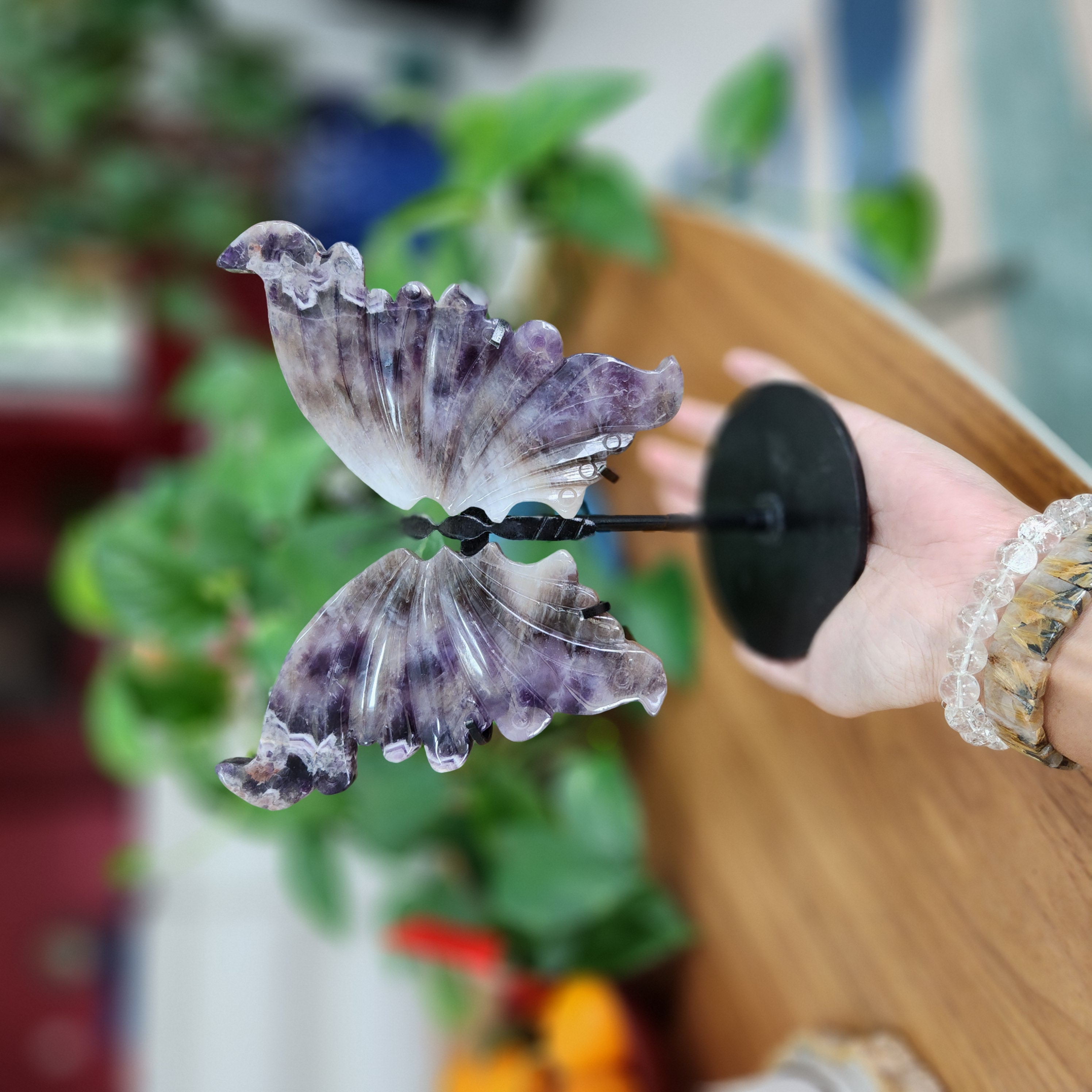 Amethyst Butterfly Wings, 7.3" Chevron Dream Amethyst Wings