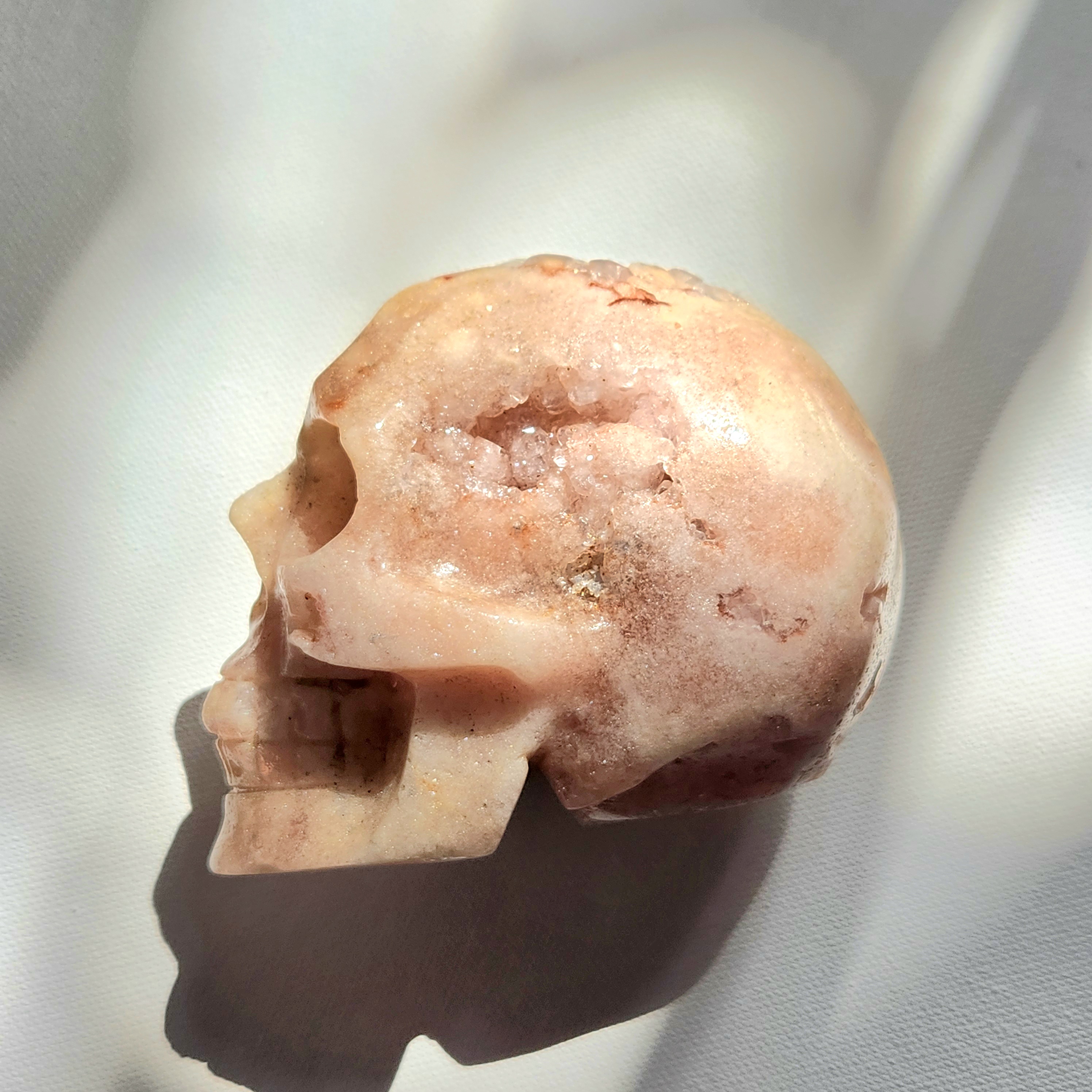 Pink Amethyst Skull • 3.6" Unique Amethyst w Quartz skull carving 