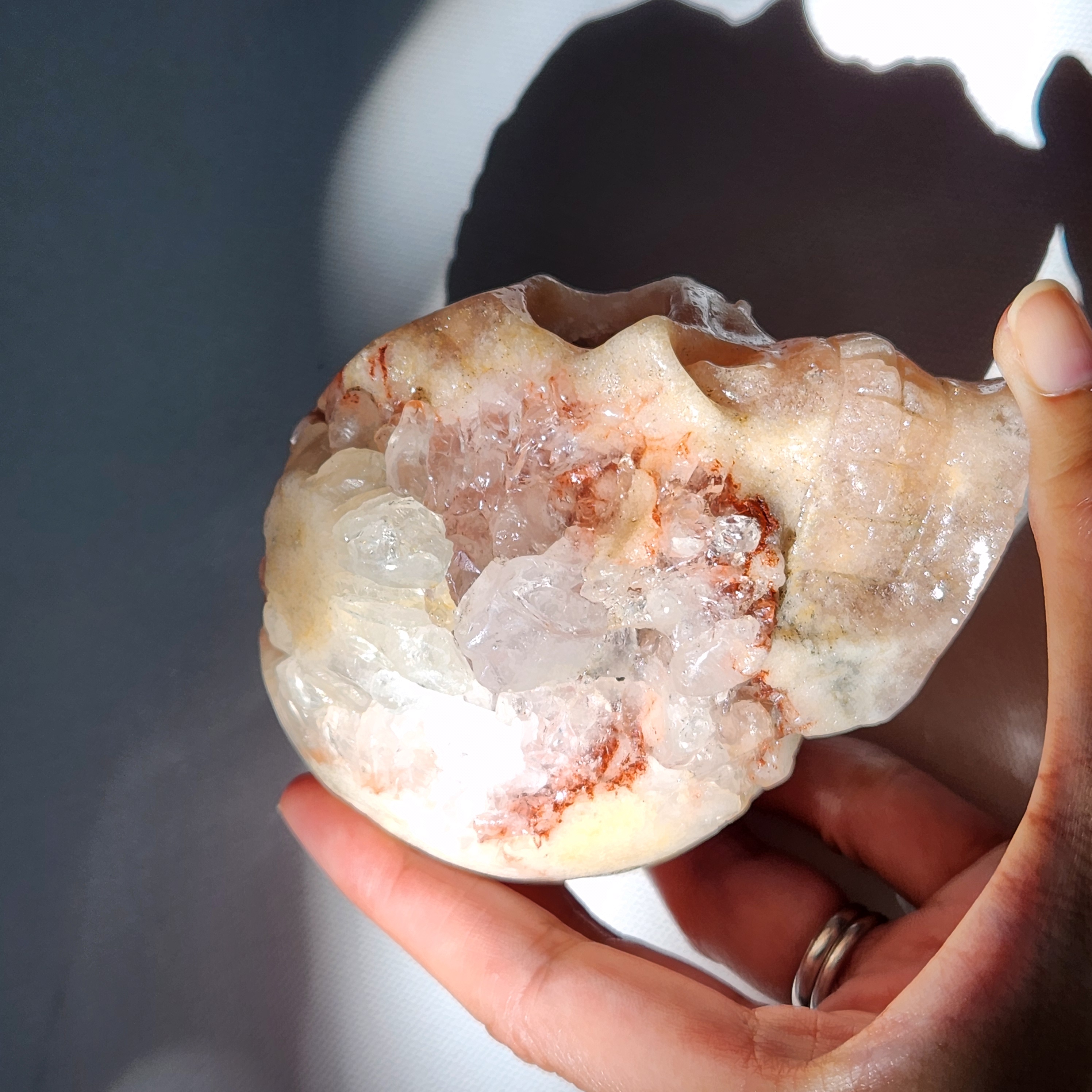 Pink Amethyst Skull • 3.6" Unique Amethyst w Quartz skull carving 