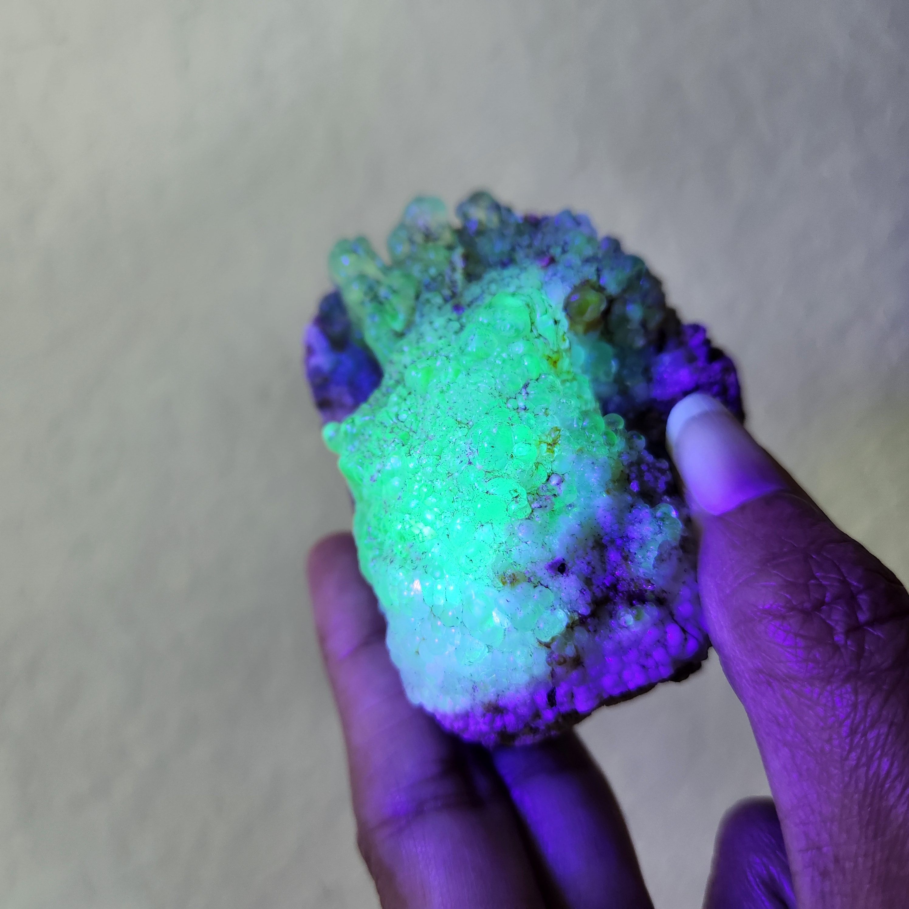 Hyalite Opal Specimen • Natural Hyalite Opal Mineral • Florescent Botryoidal on Feldspar matrix