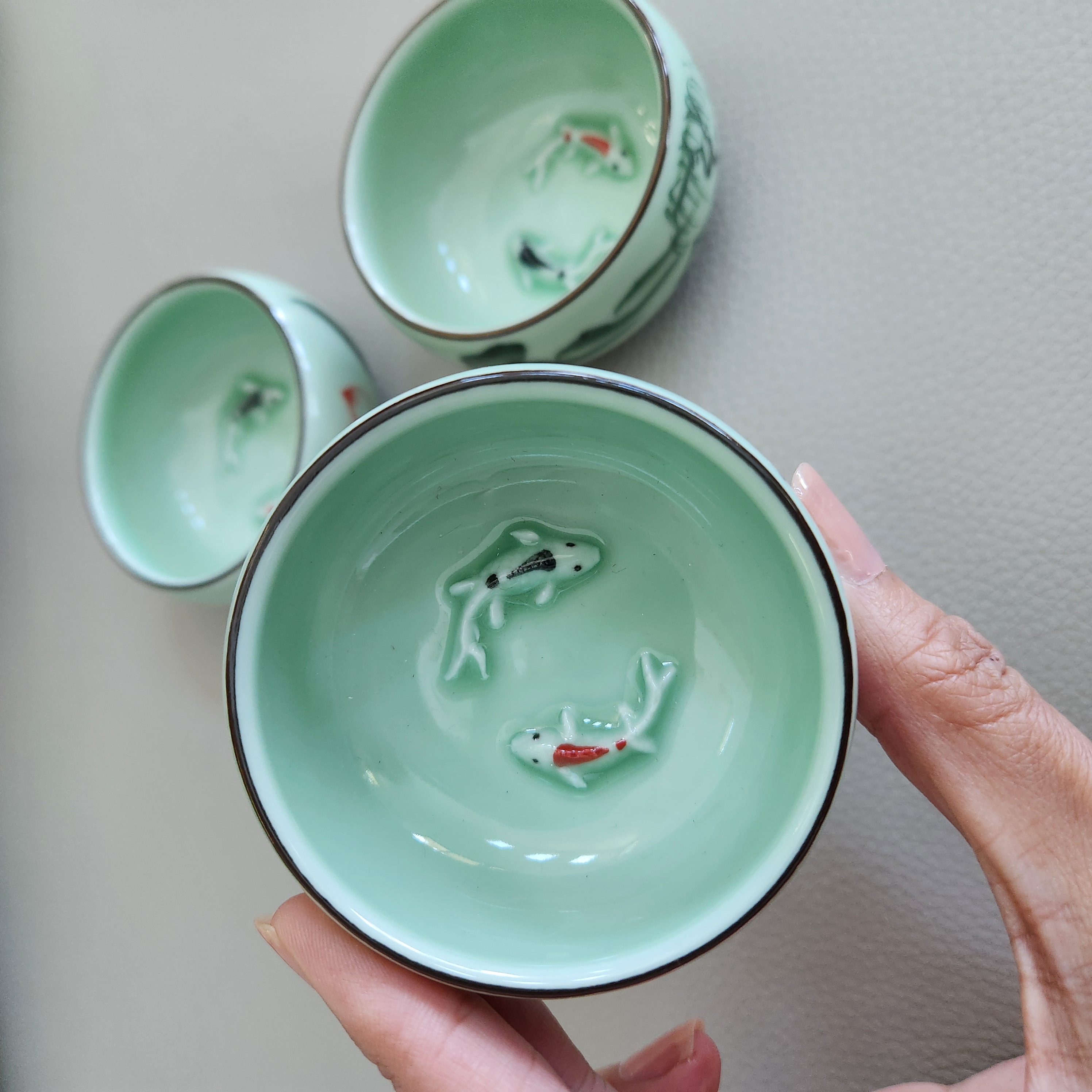 Koi Fish Tea Cup • Trinket dish - 3D Koi Fish ceramic dish