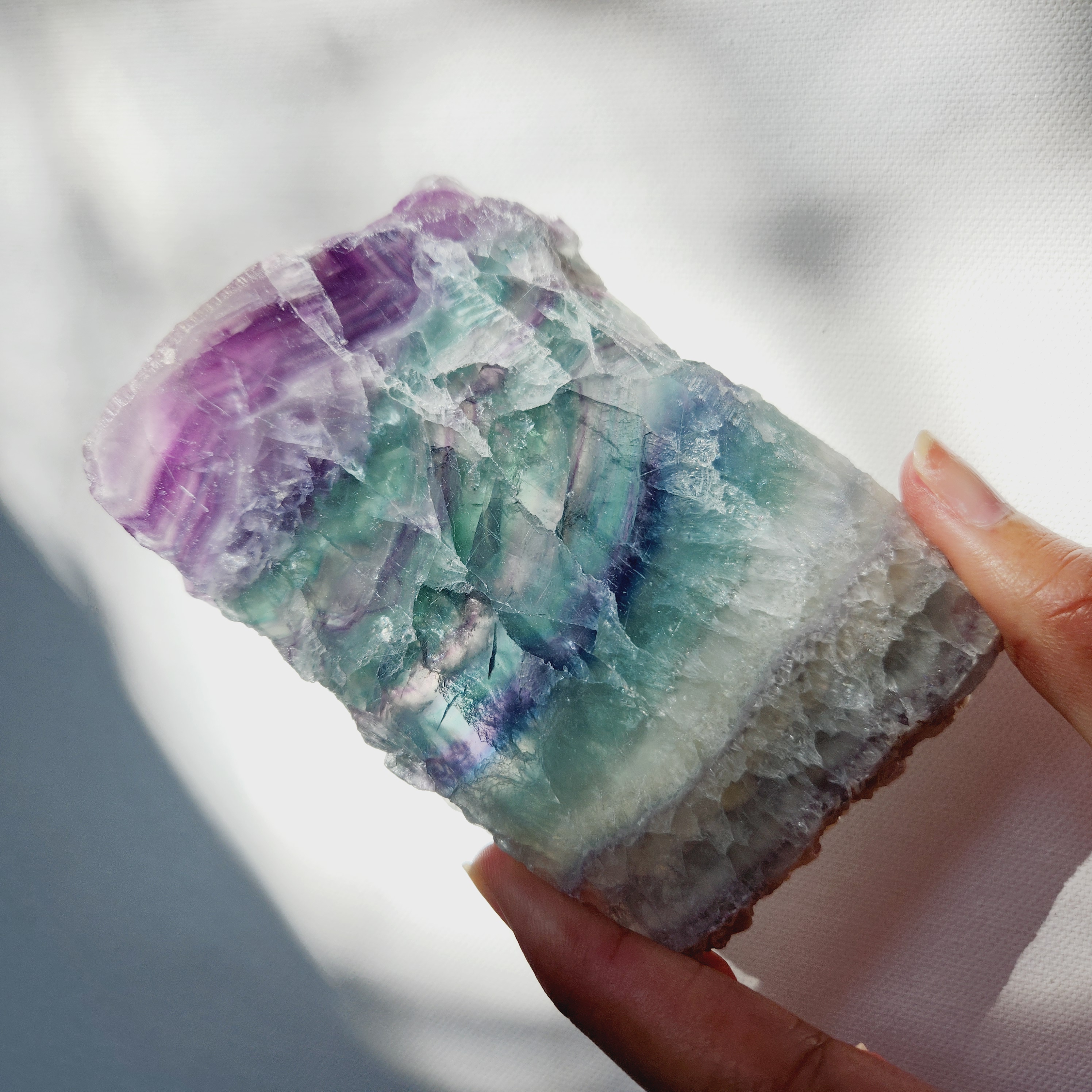 Fluorite Slab • Rainbow Fluorite Slice • Fluorite Crystal Home Decoration