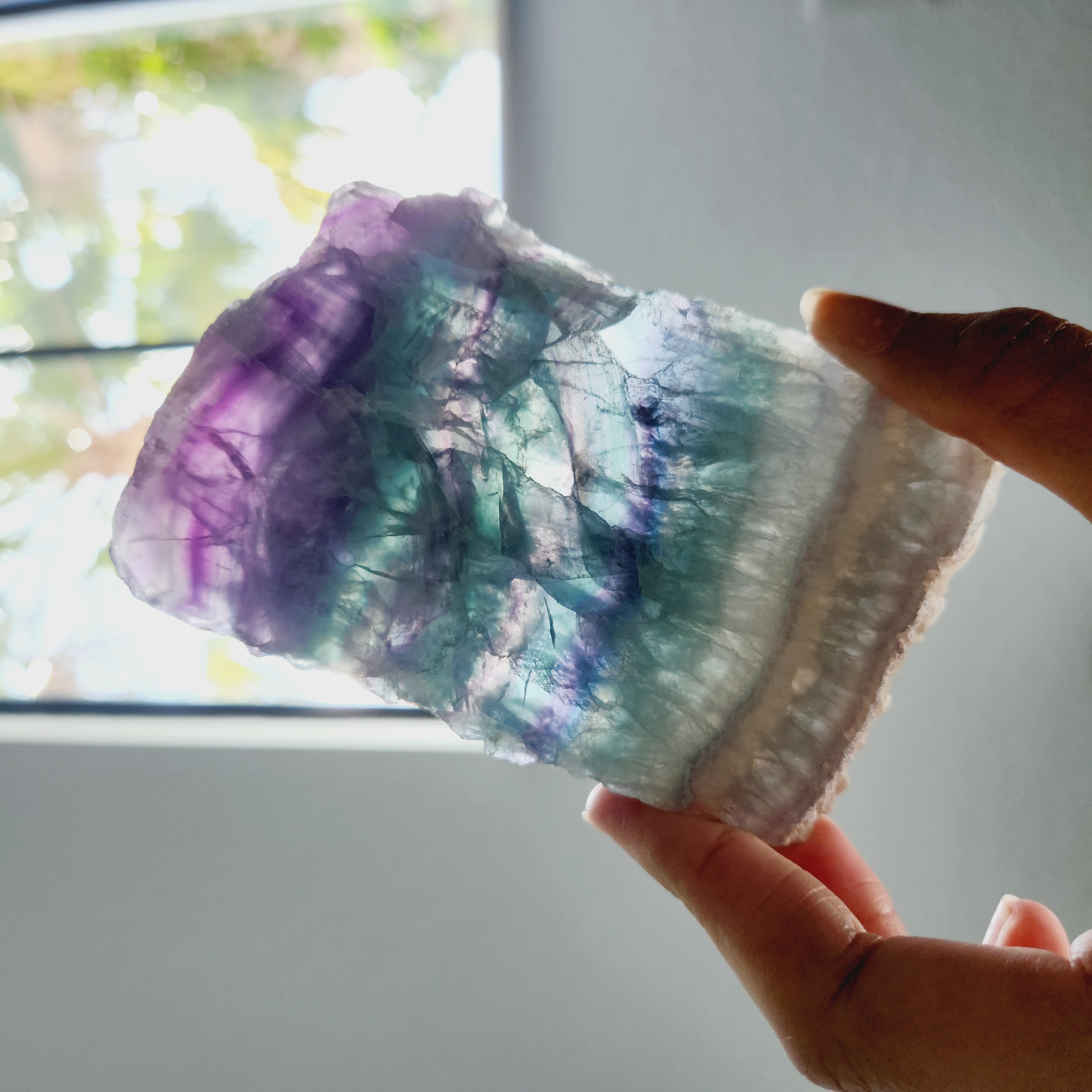 Fluorite Slab • Rainbow Fluorite Slice • Fluorite Crystal Home Decoration