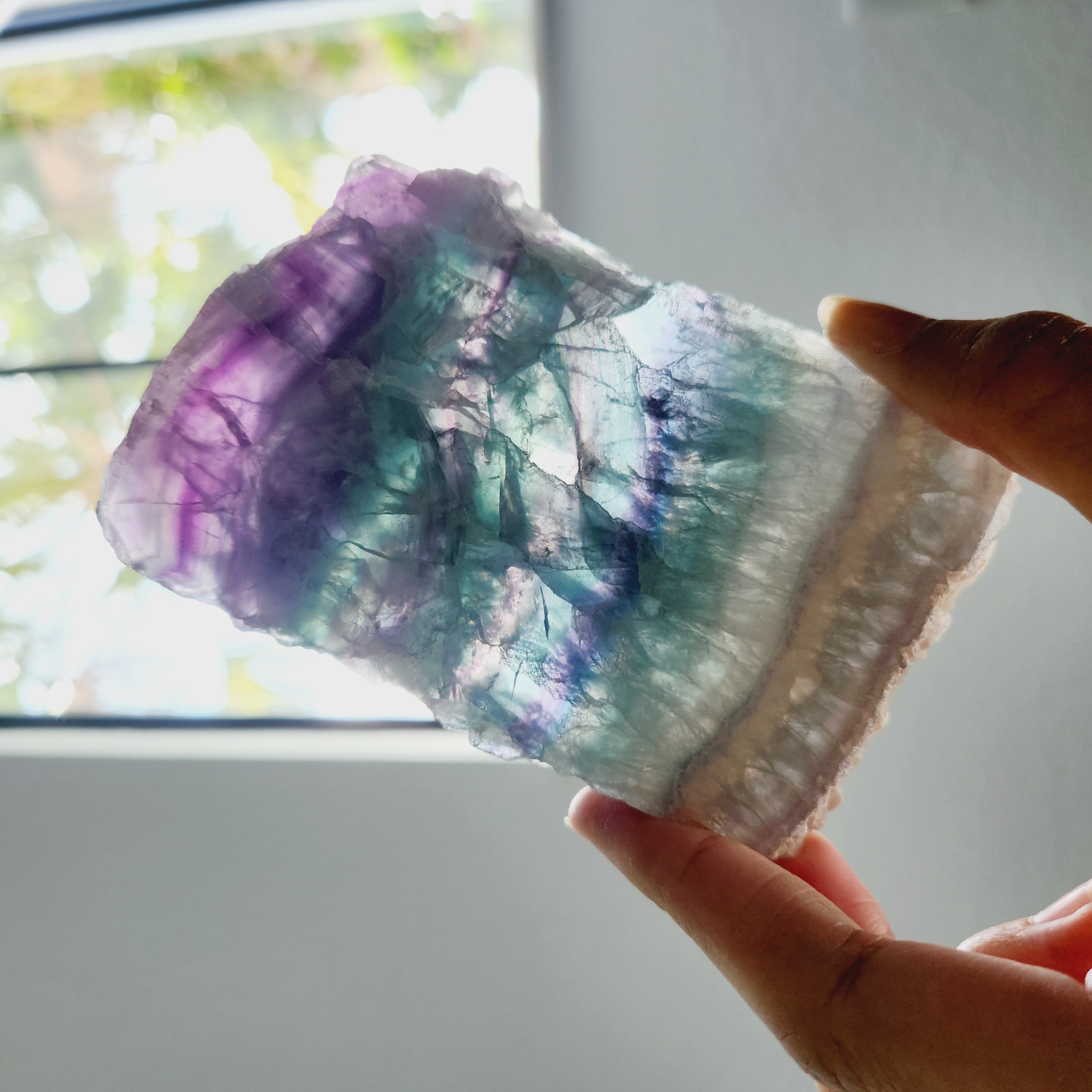Fluorite Slab • Rainbow Fluorite Slice • Fluorite Crystal Home Decoration