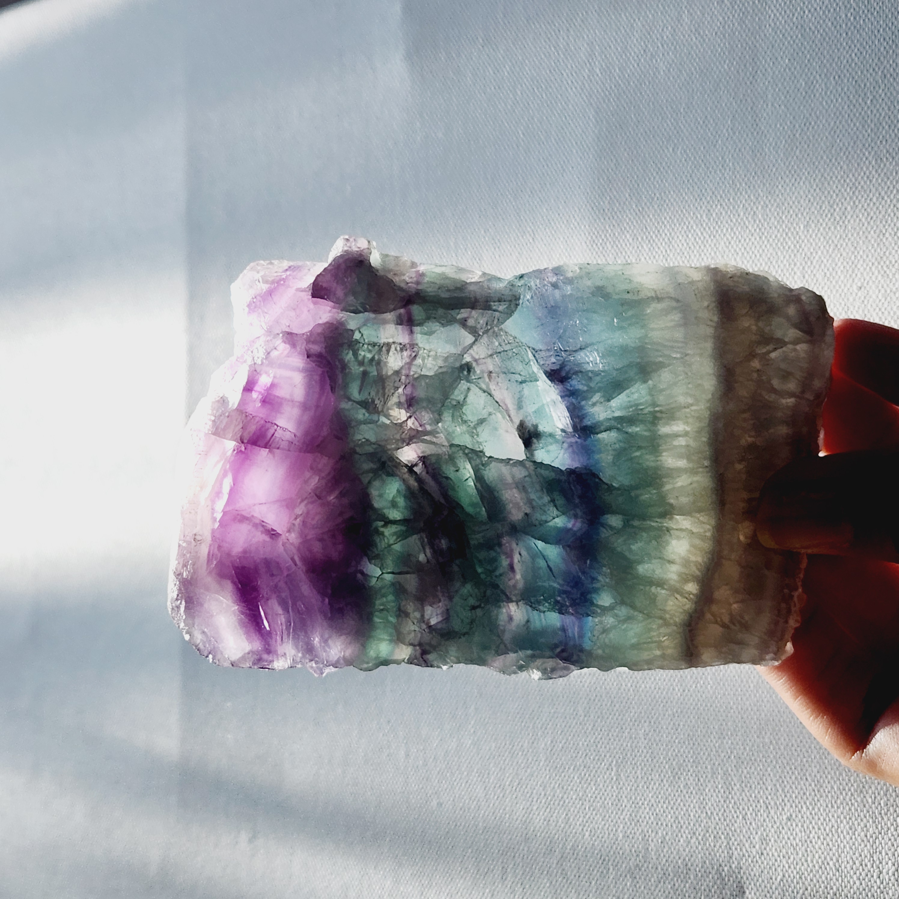 Fluorite Slab • Rainbow Fluorite Slice • Fluorite Crystal Home Decoration